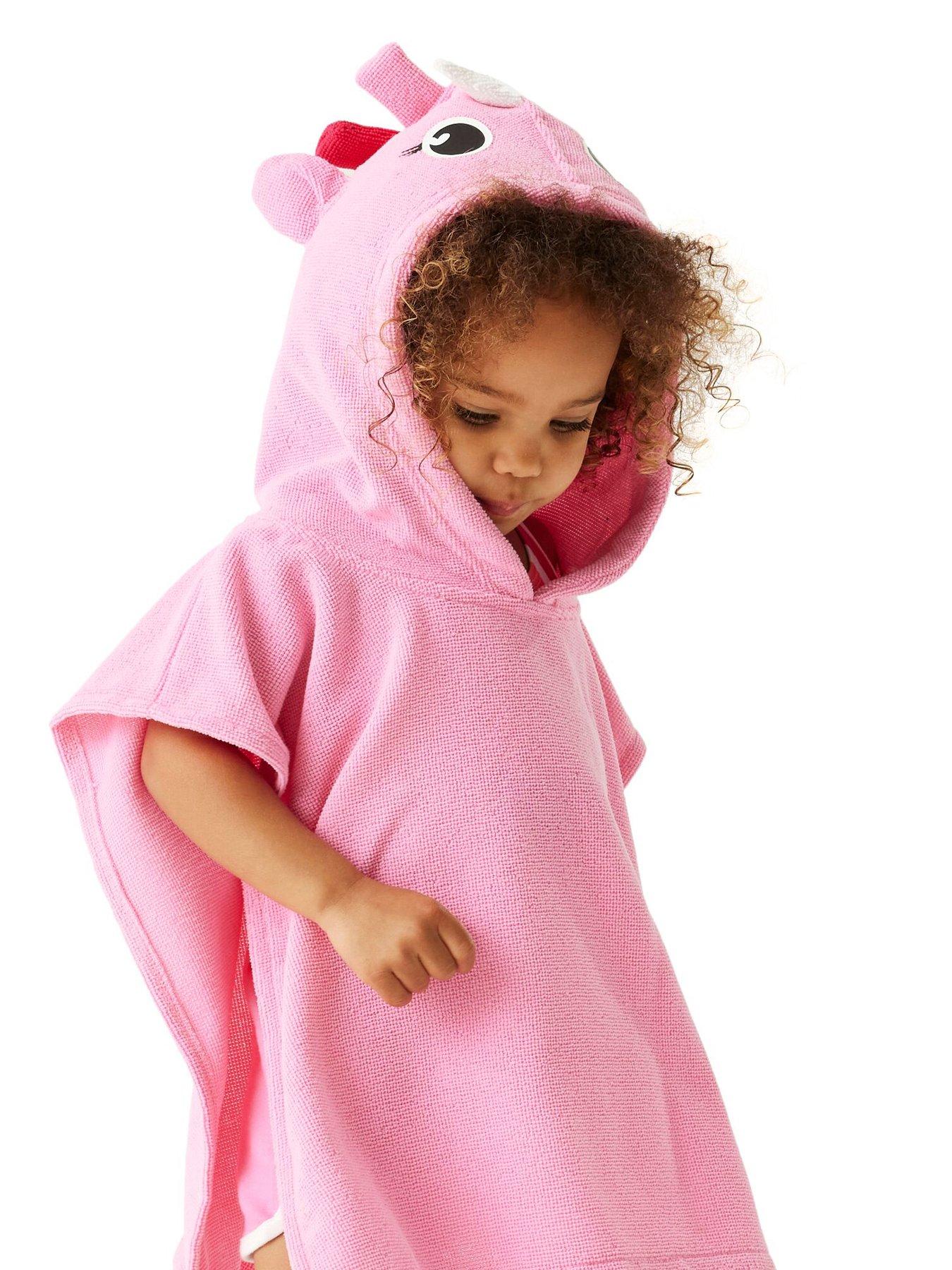 regatta-kids-unisex-animal-towel-robe-pinkstillFront