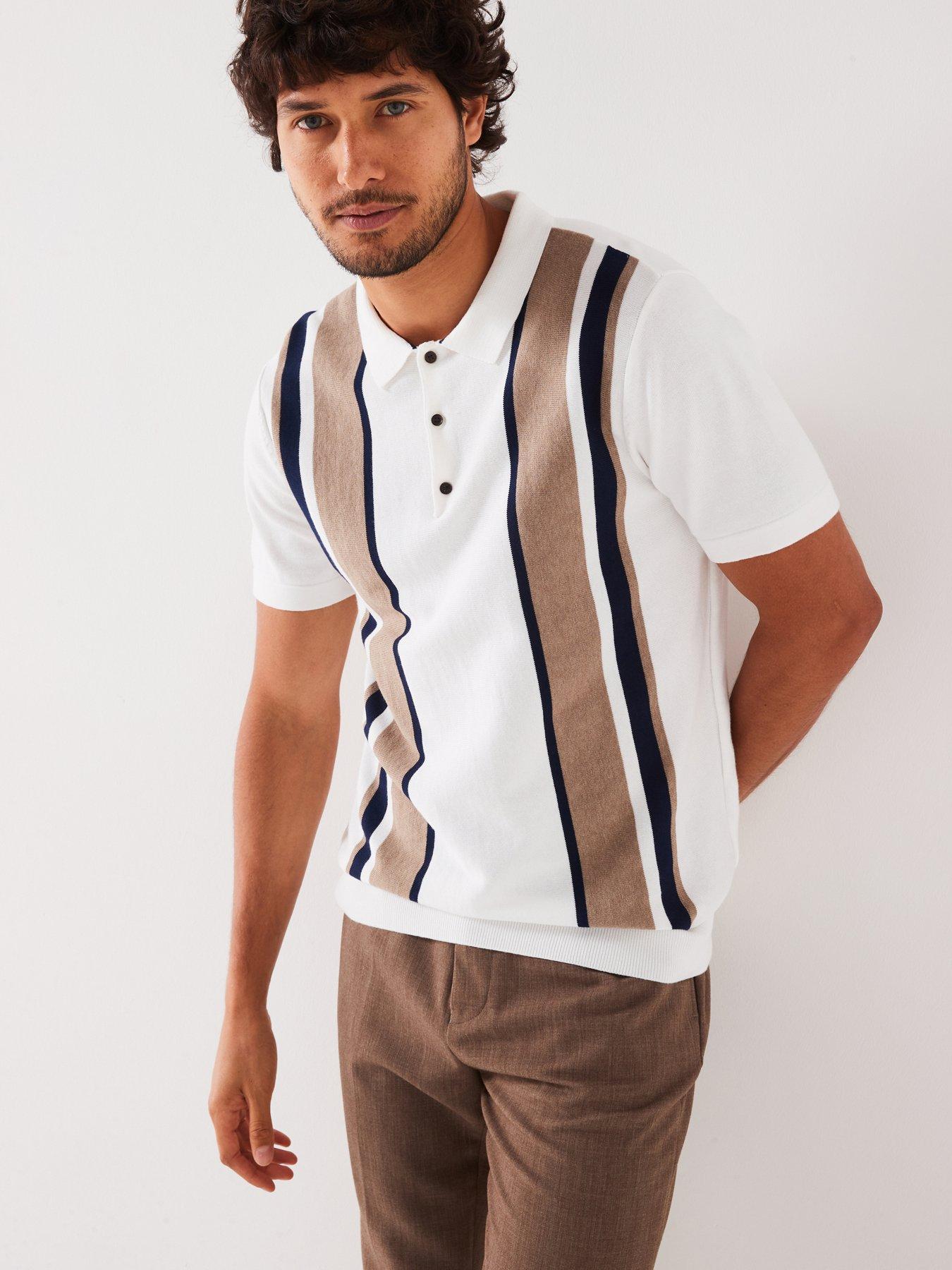 very-man-vertical-panel-knitted-polo-shirt-ecru