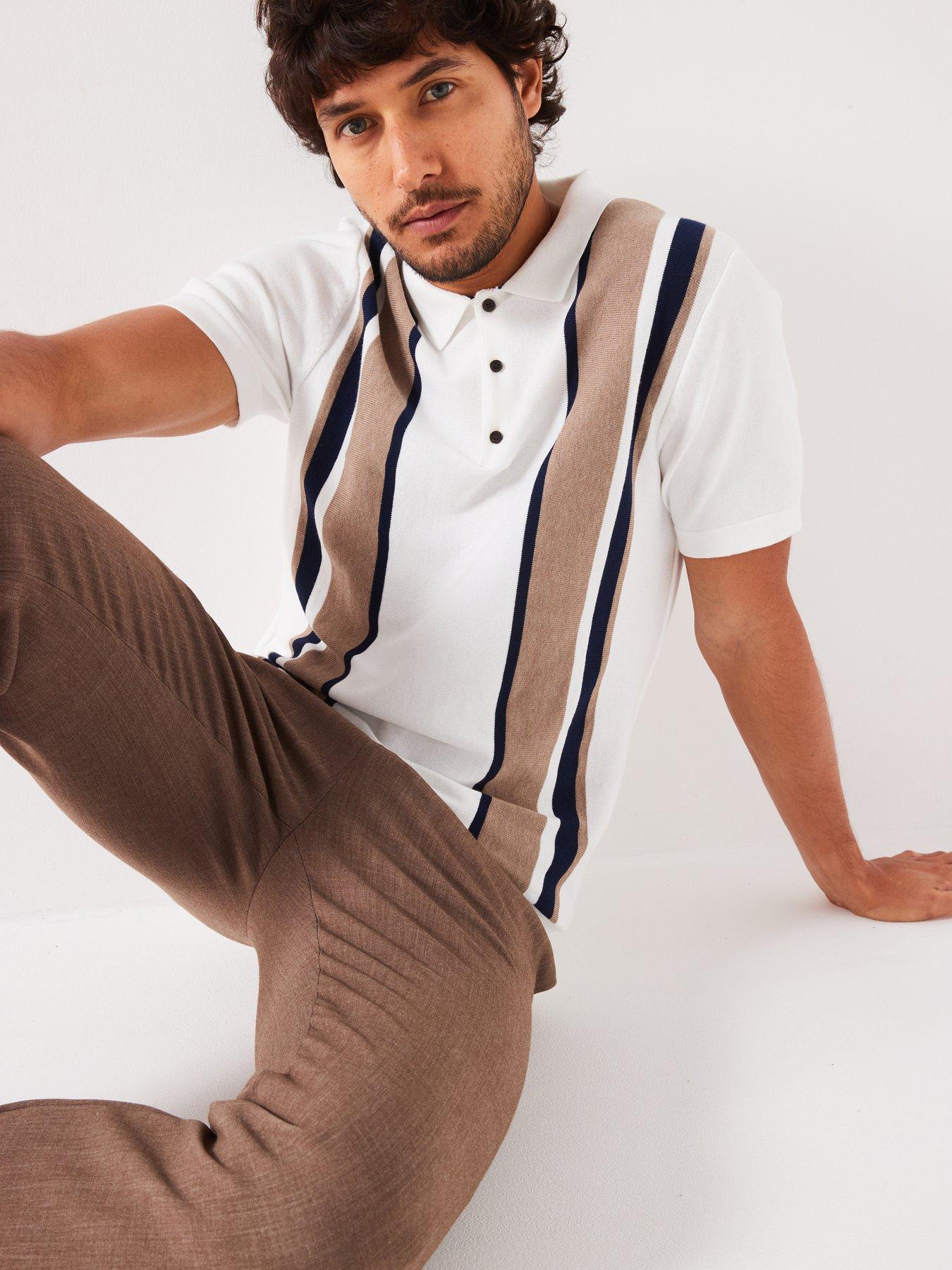 very-man-vertical-panel-knitted-polo-shirt-ecruoutfit