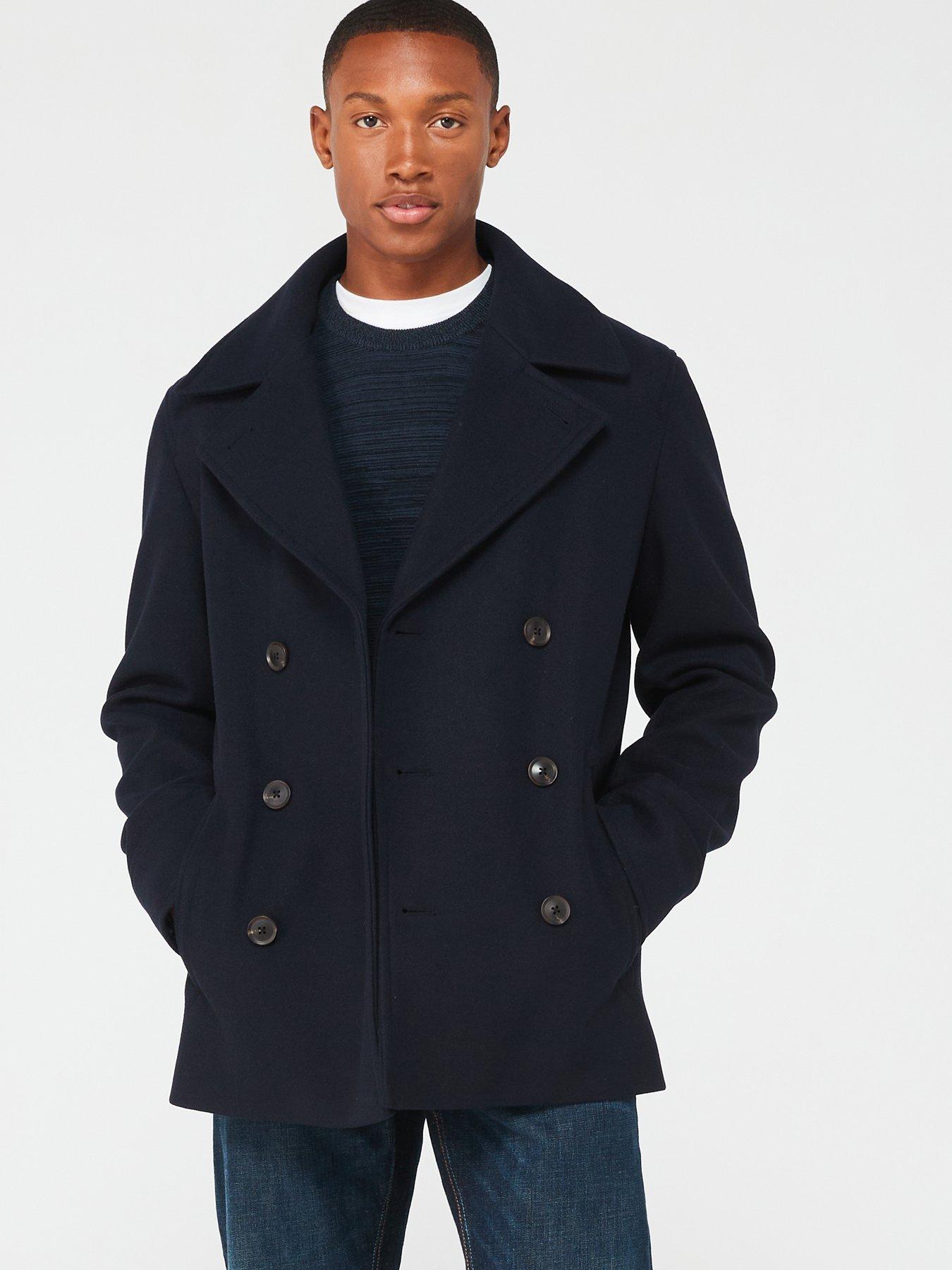 Faux Wool Peacoat Navy