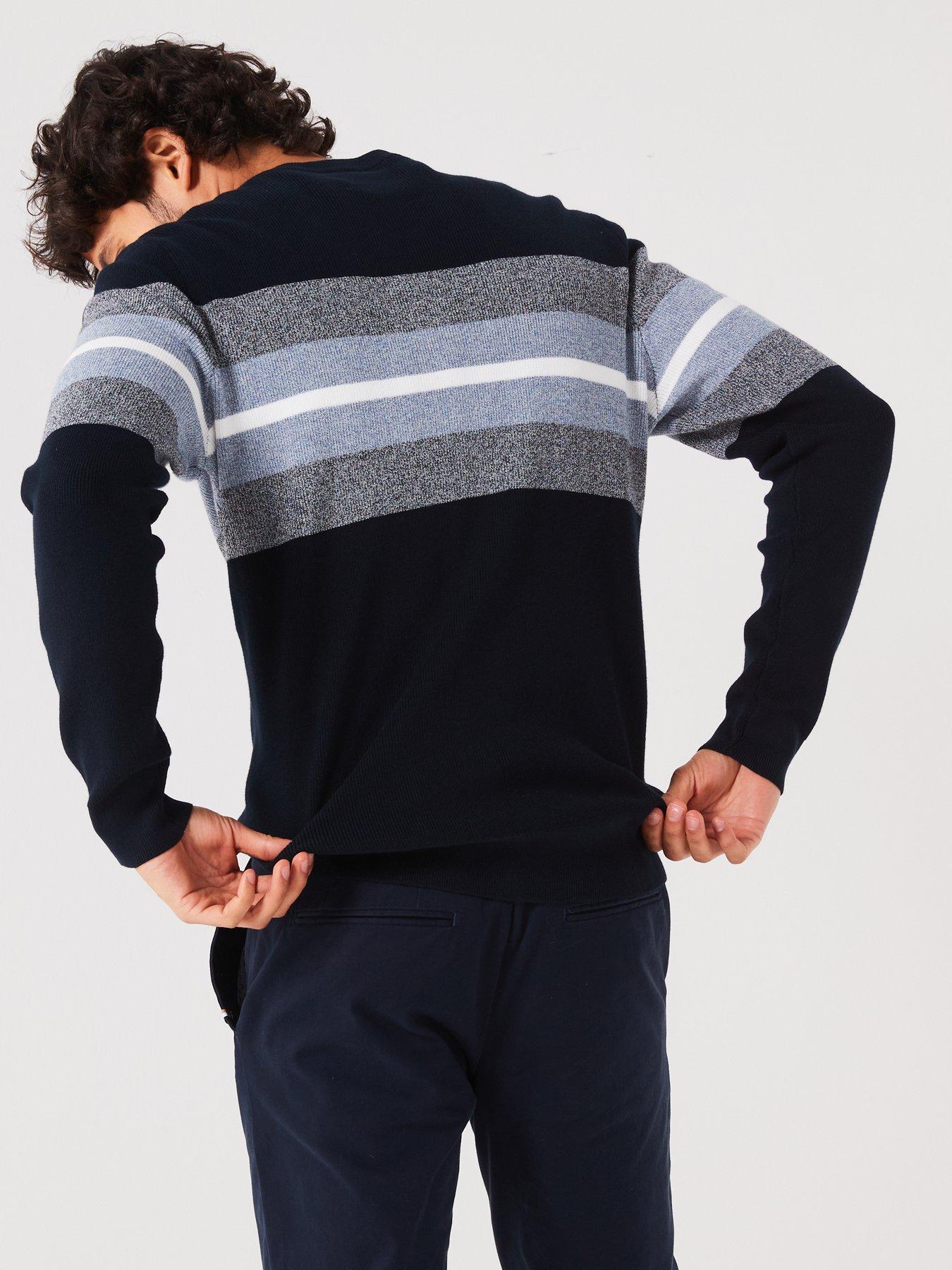 very-man-colour-block-crew-neck-jumper-navystillFront