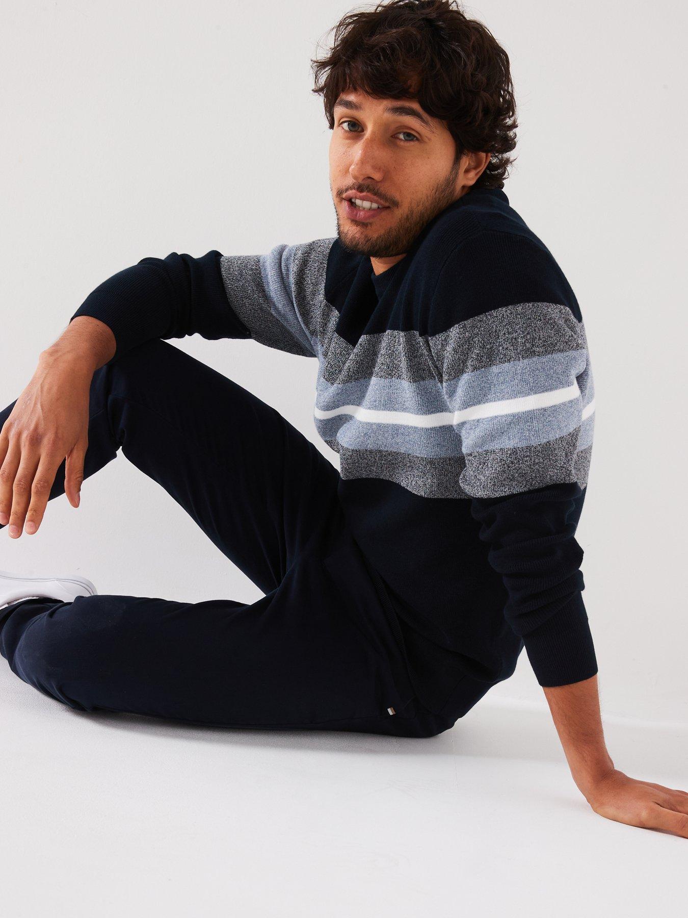 very-man-colour-block-crew-neck-jumper-navyoutfit