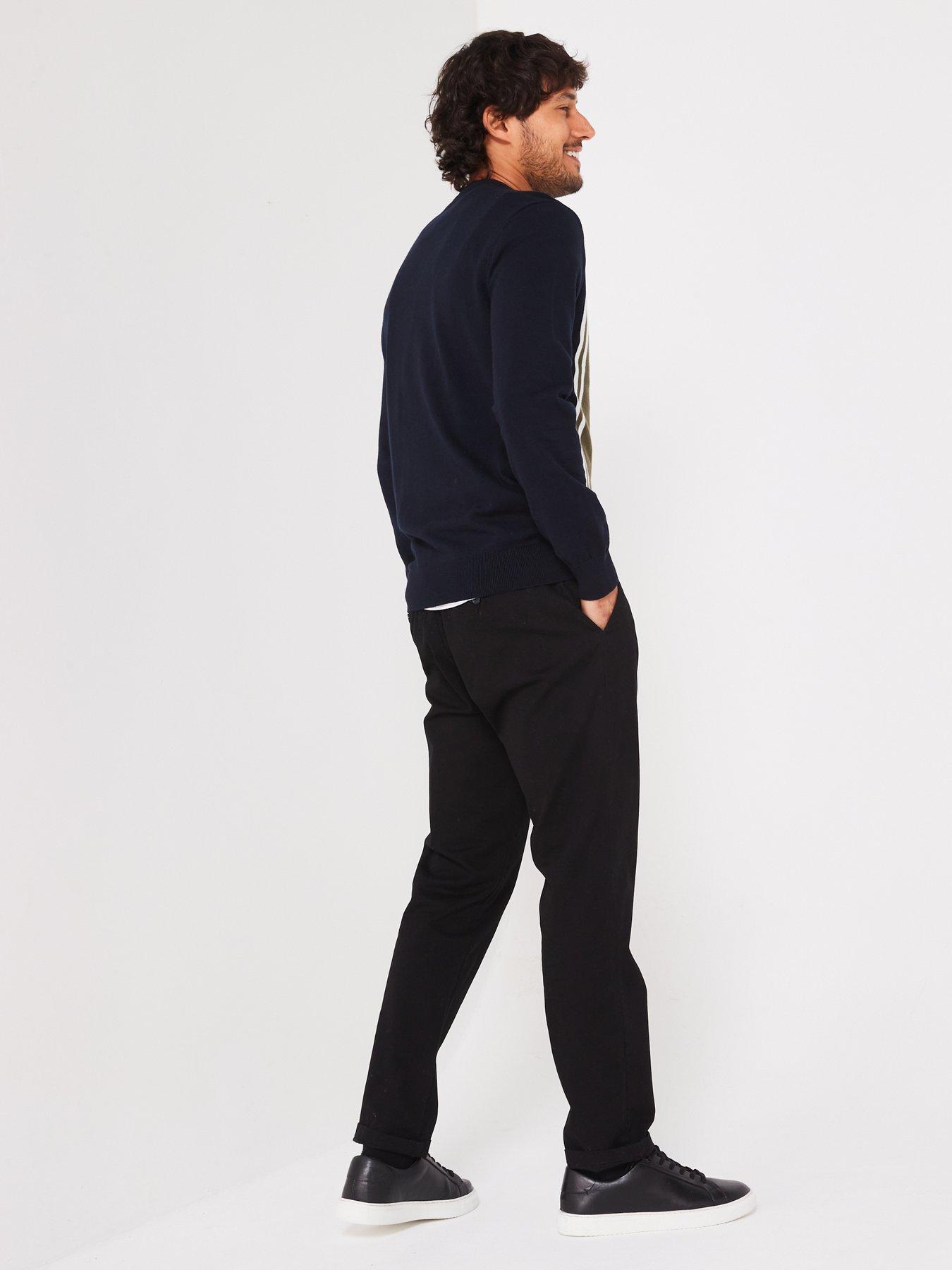 very-man-vertical-panel-knitted-jumper-blackkhakidetail