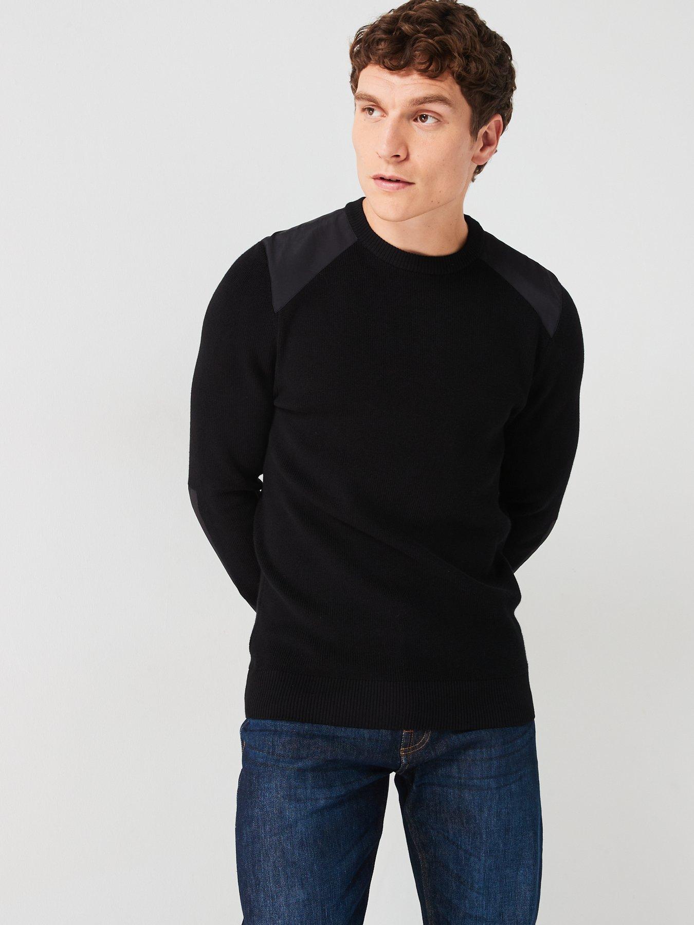 very-man-nylon-panel-knitted-jumper-black