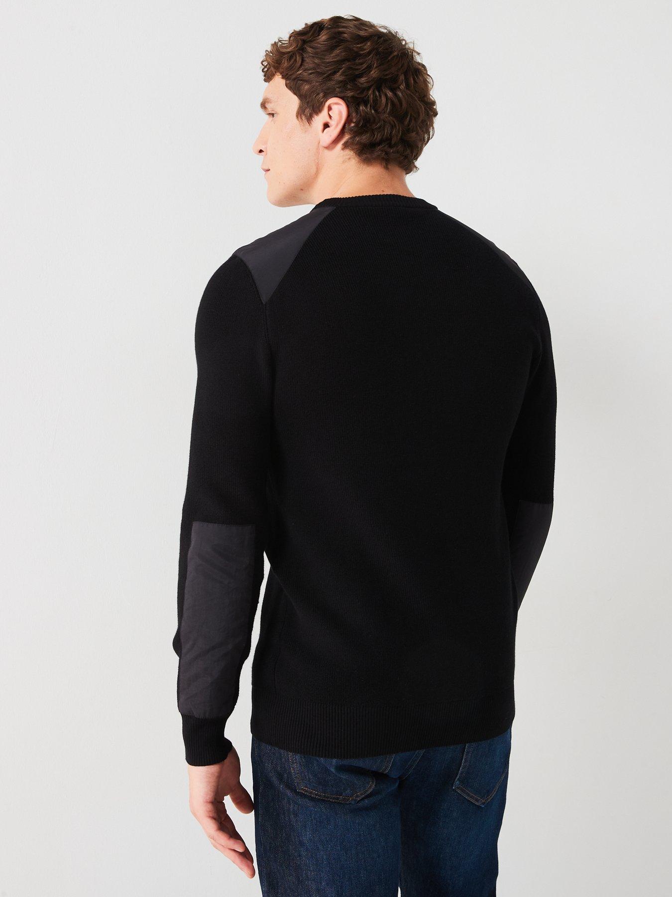 very-man-nylon-panel-knitted-jumper-blackstillFront