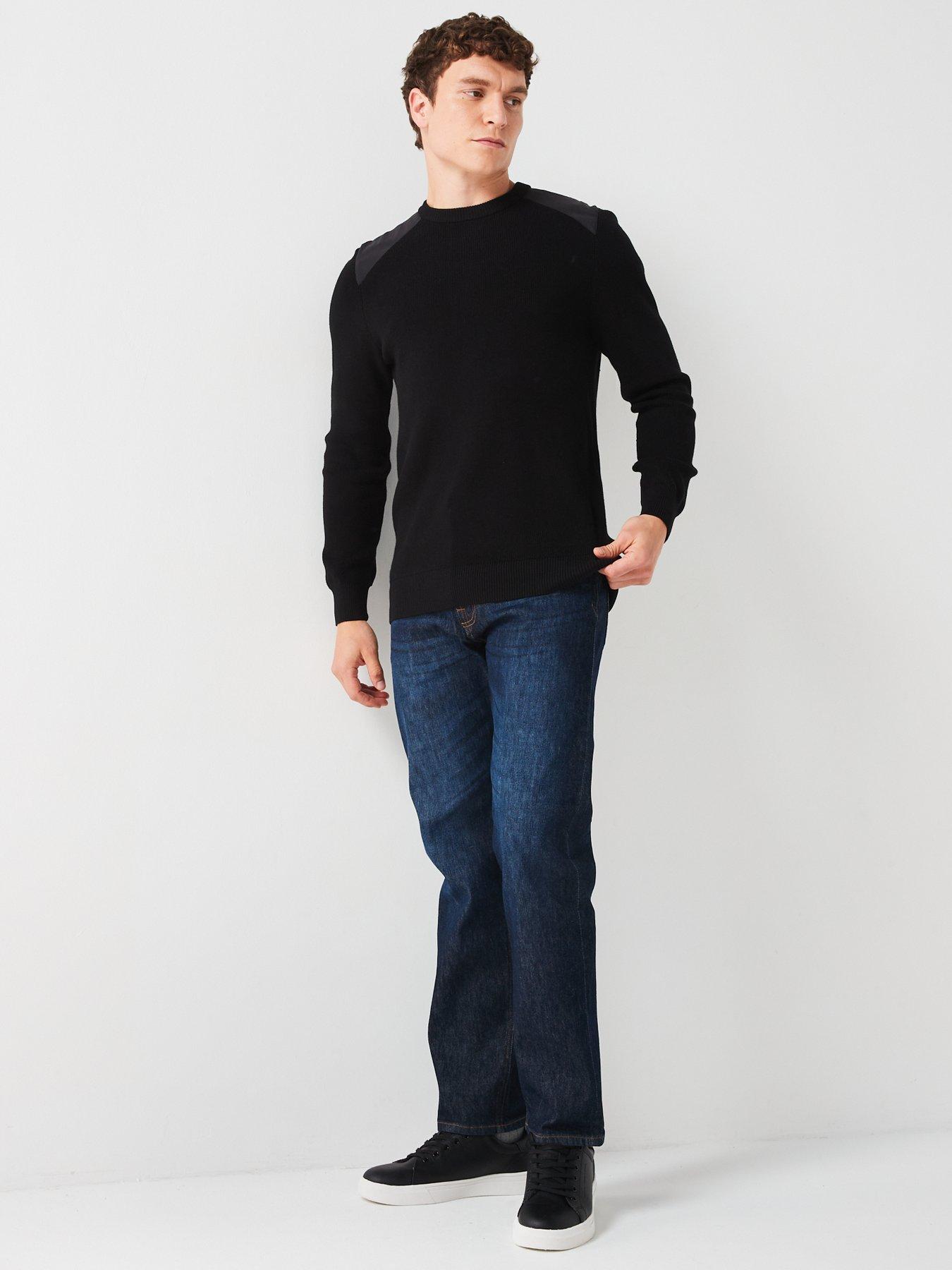 very-man-nylon-panel-knitted-jumper-blackback