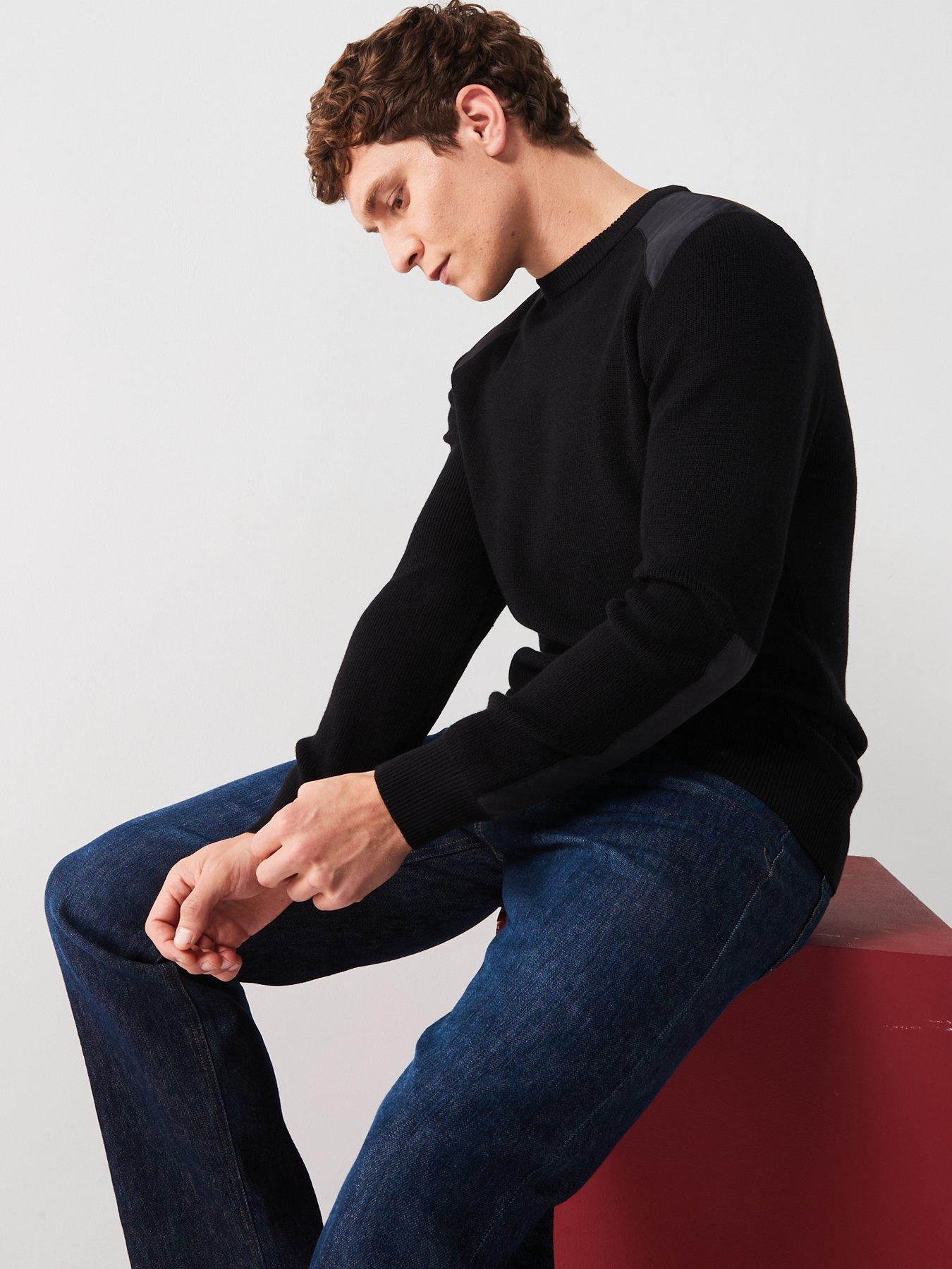 very-man-nylon-panel-knitted-jumper-blackoutfit