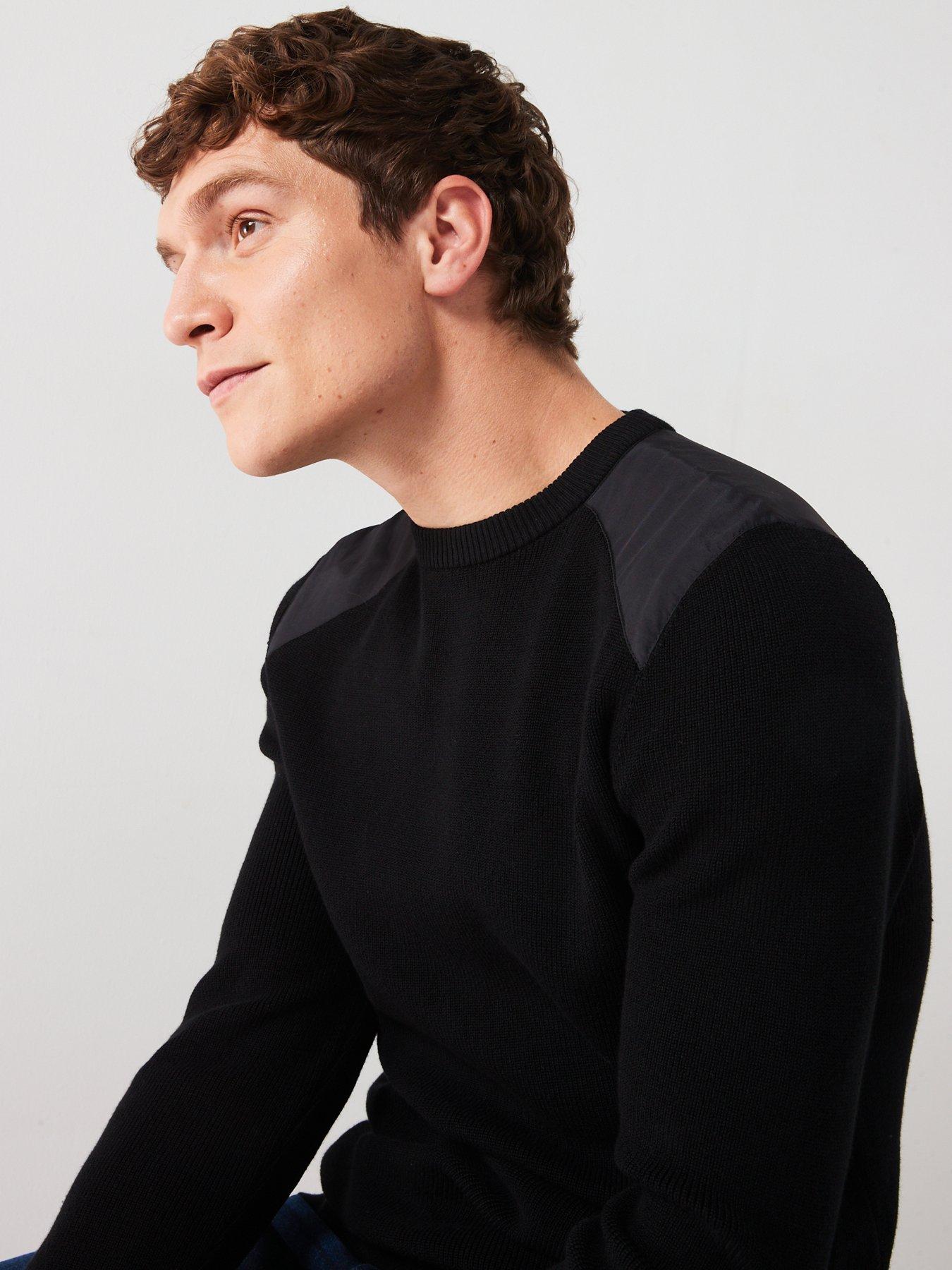 very-man-nylon-panel-knitted-jumper-blackdetail