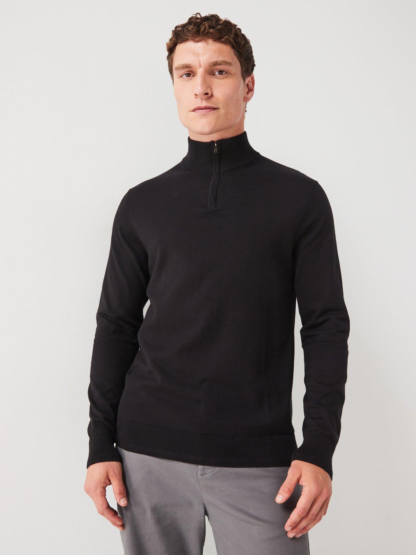 everyday-cotton-rich-14-zip-jumper-blackfront