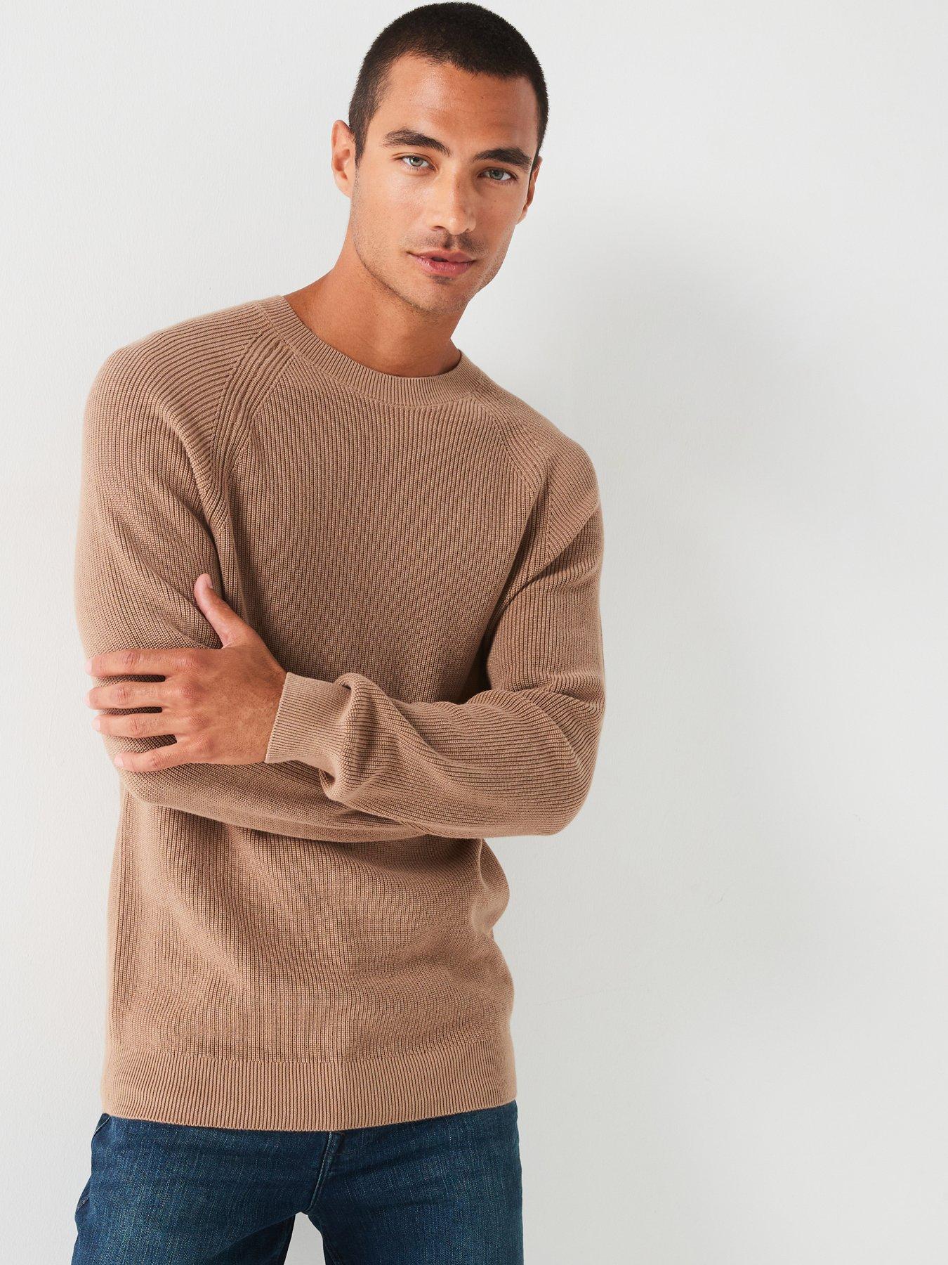 very-man-cotton-rib-knitted-crew-jumper-beige