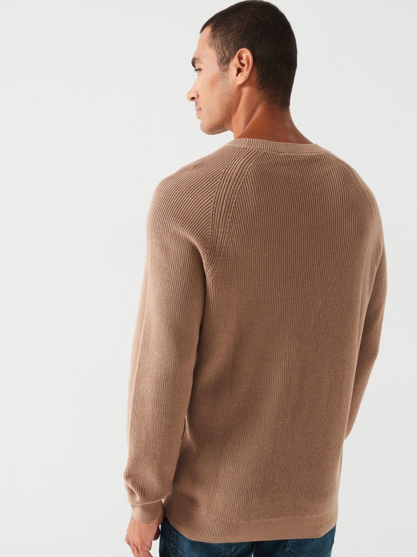 Image 2 of 4 of Very Man Cotton Rib Knitted Crew Jumper - Natural