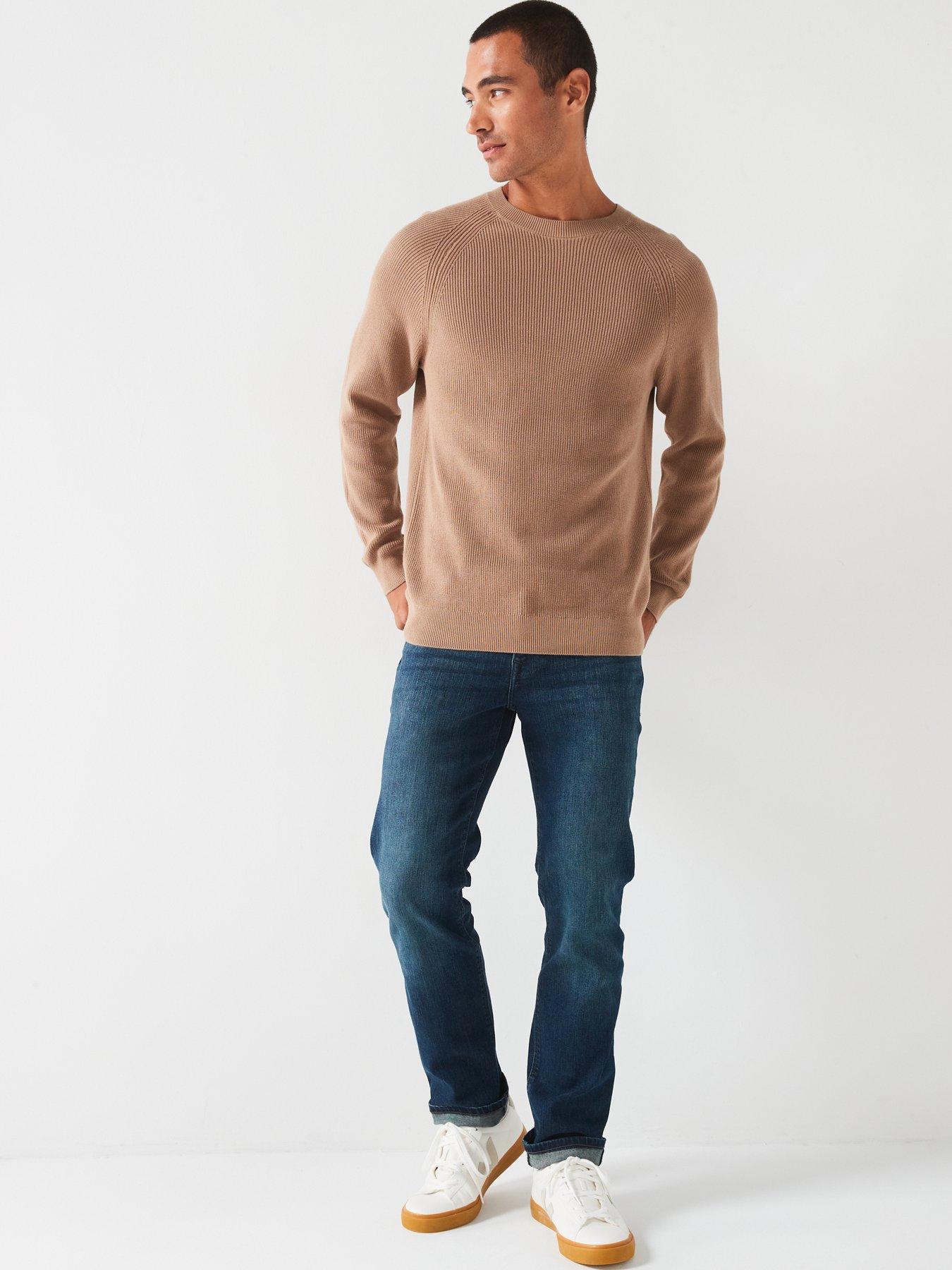 Image 3 of 4 of Very Man Cotton Rib Knitted Crew Jumper - Natural