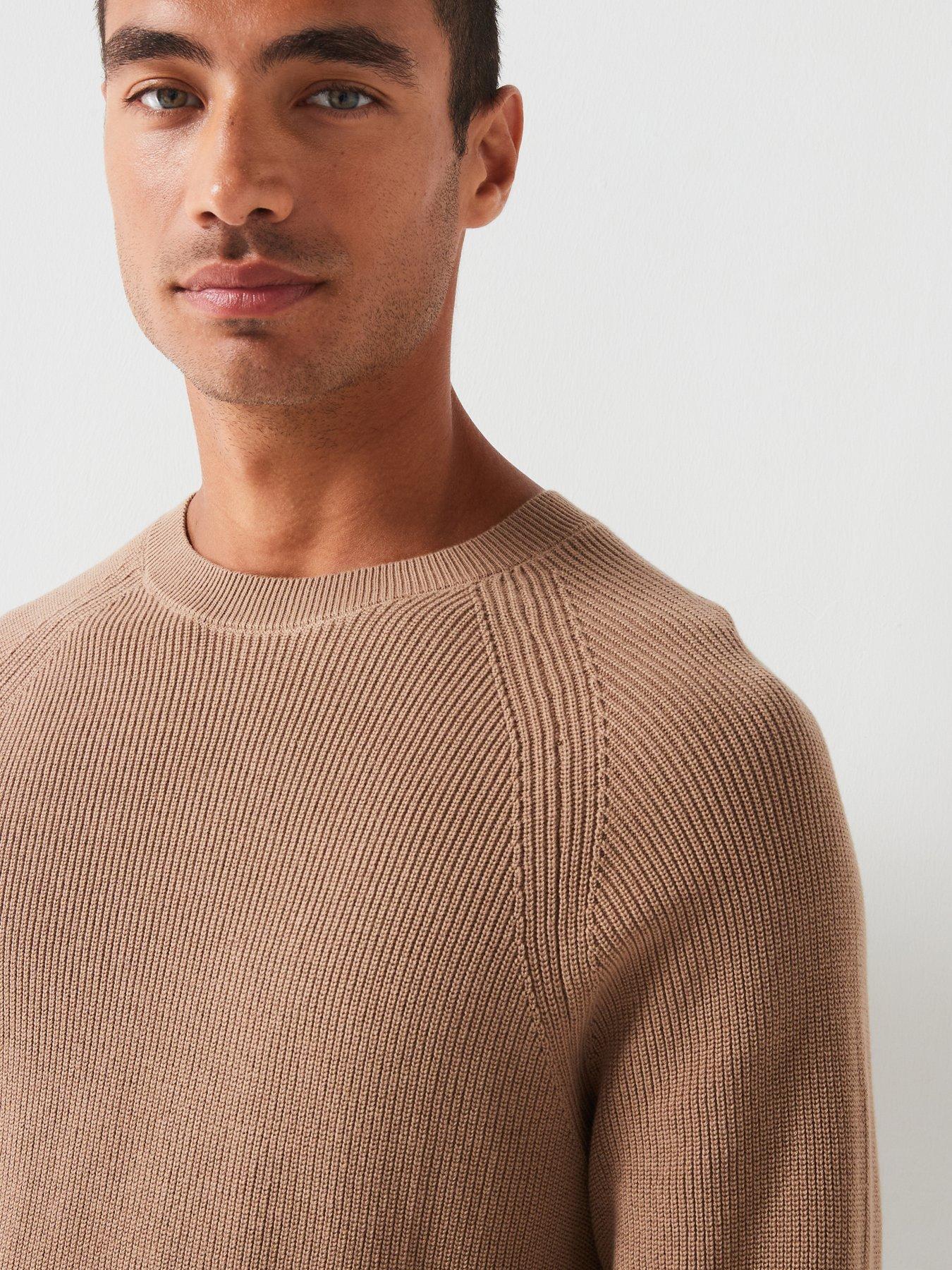 Image 4 of 4 of Very Man Cotton Rib Knitted Crew Jumper - Natural