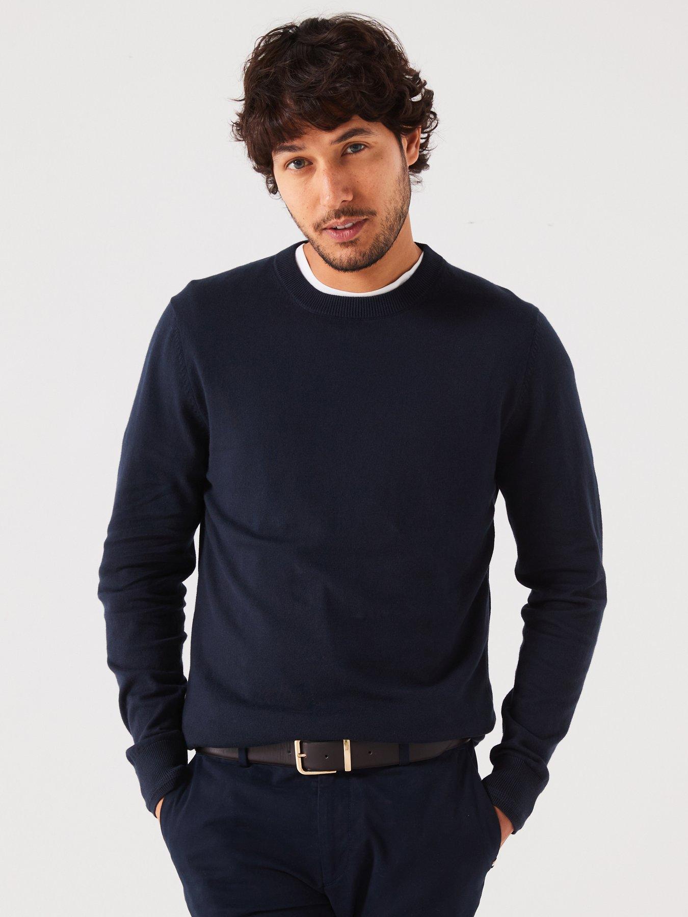 Image 1 of 6 of Everyday Cotton Rich Crew Neck Knitted Jumper - Navy