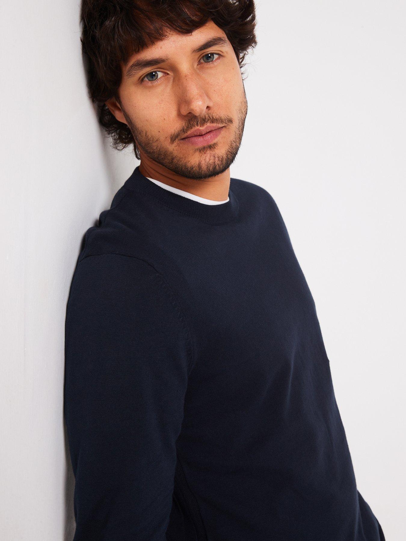 Image 4 of 6 of Everyday Cotton Rich Crew Neck Knitted Jumper - Navy