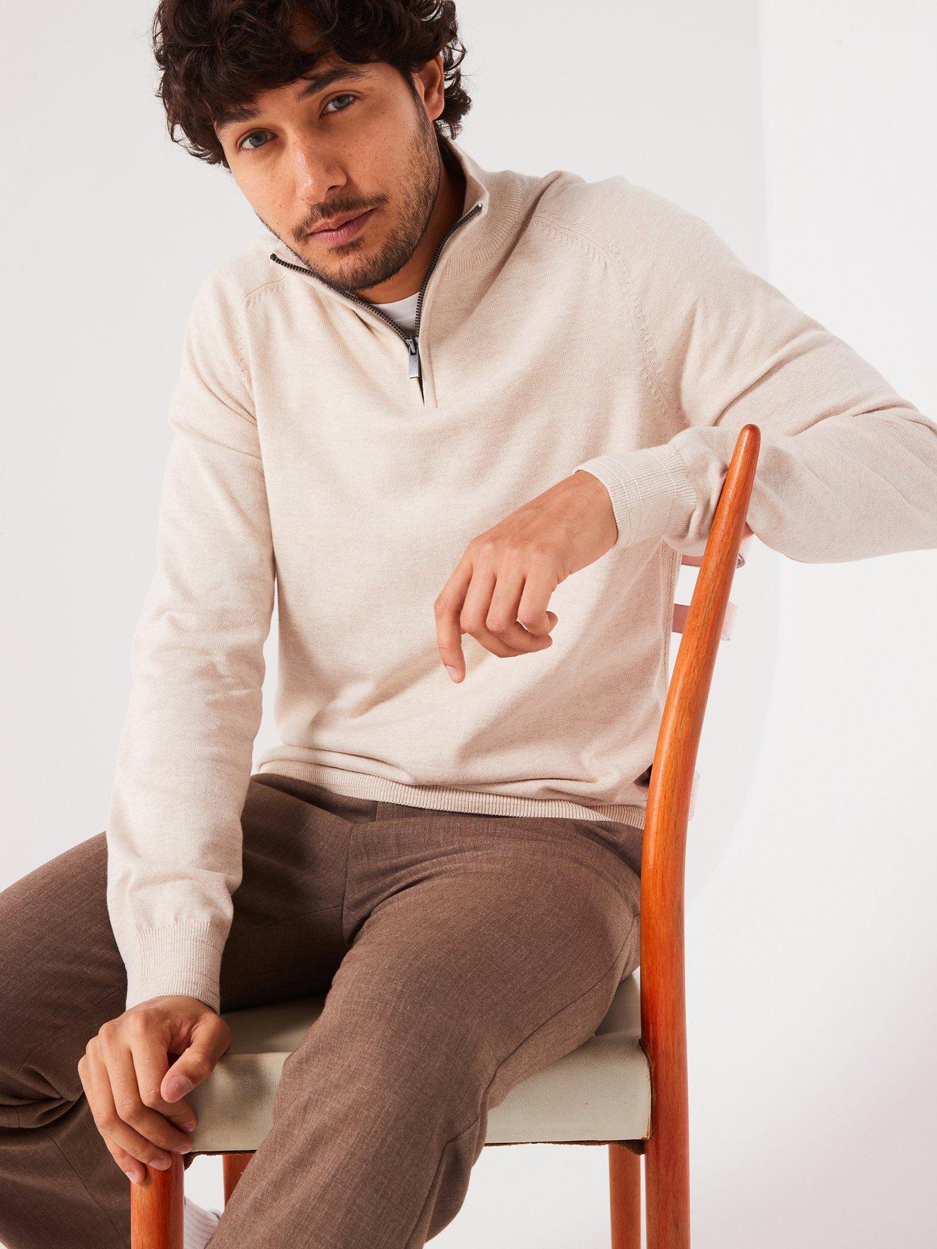 everyday-tri-marl-14-zip-jumper-oatmeal