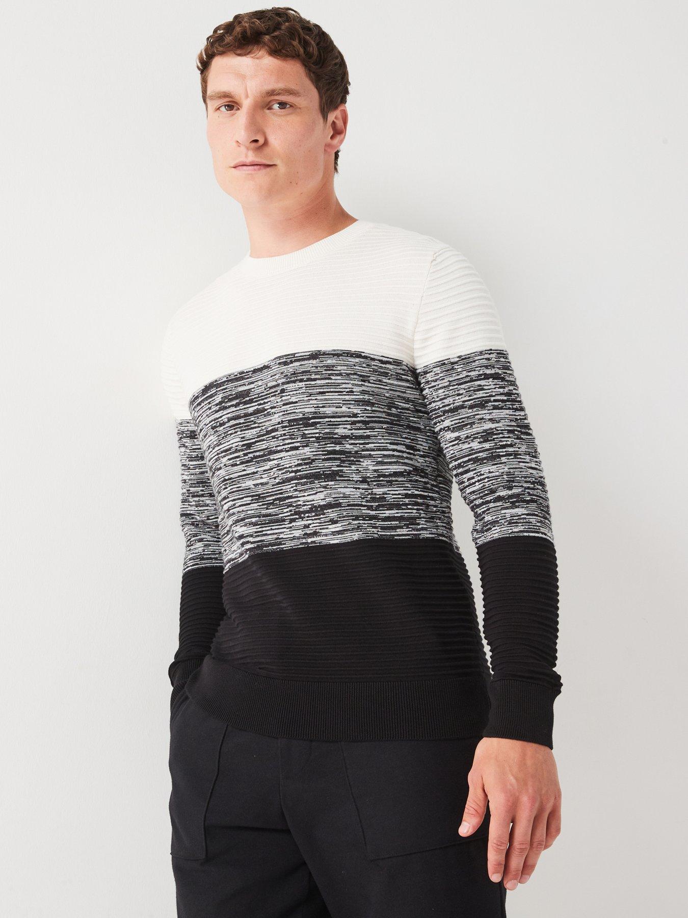 very-man-ottoman-colour-block-jumper-creamblack