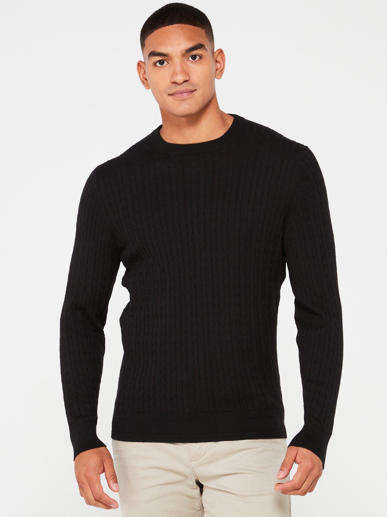 everyday-cotton-rich-fine-gauge-cable-crew-jumper-black