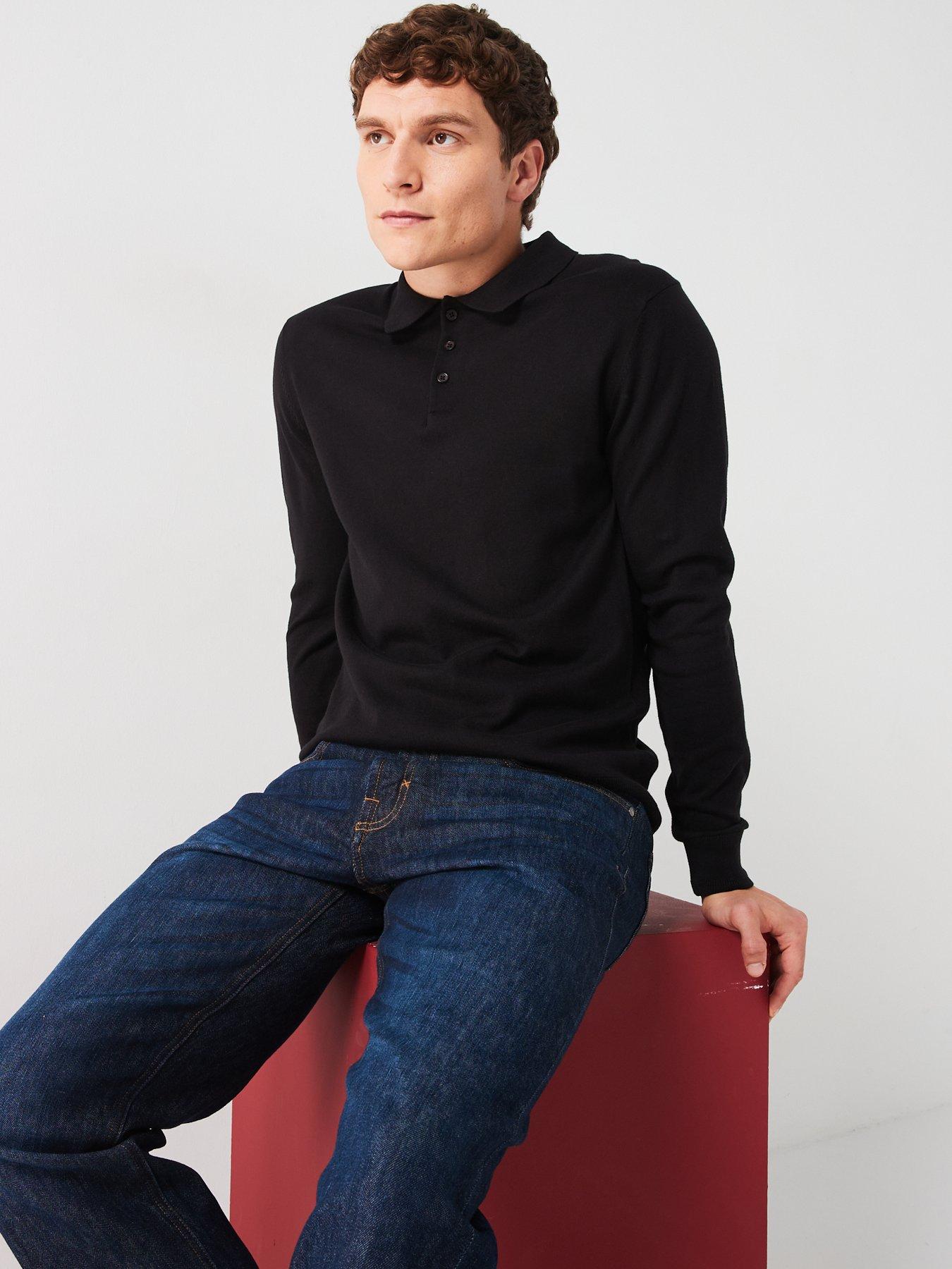 everyday-cotton-rich-long-sleeve-knitted-polo-blackoutfit