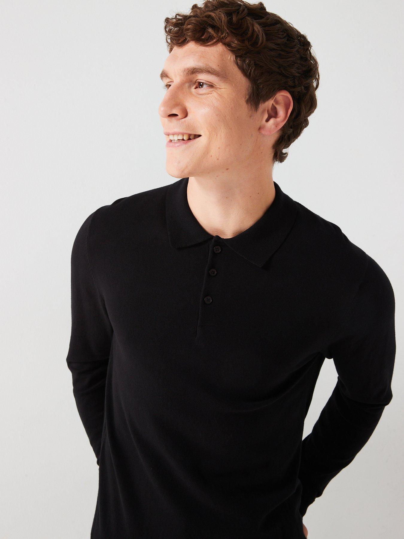 everyday-cotton-rich-long-sleeve-knitted-polo-blackdetail