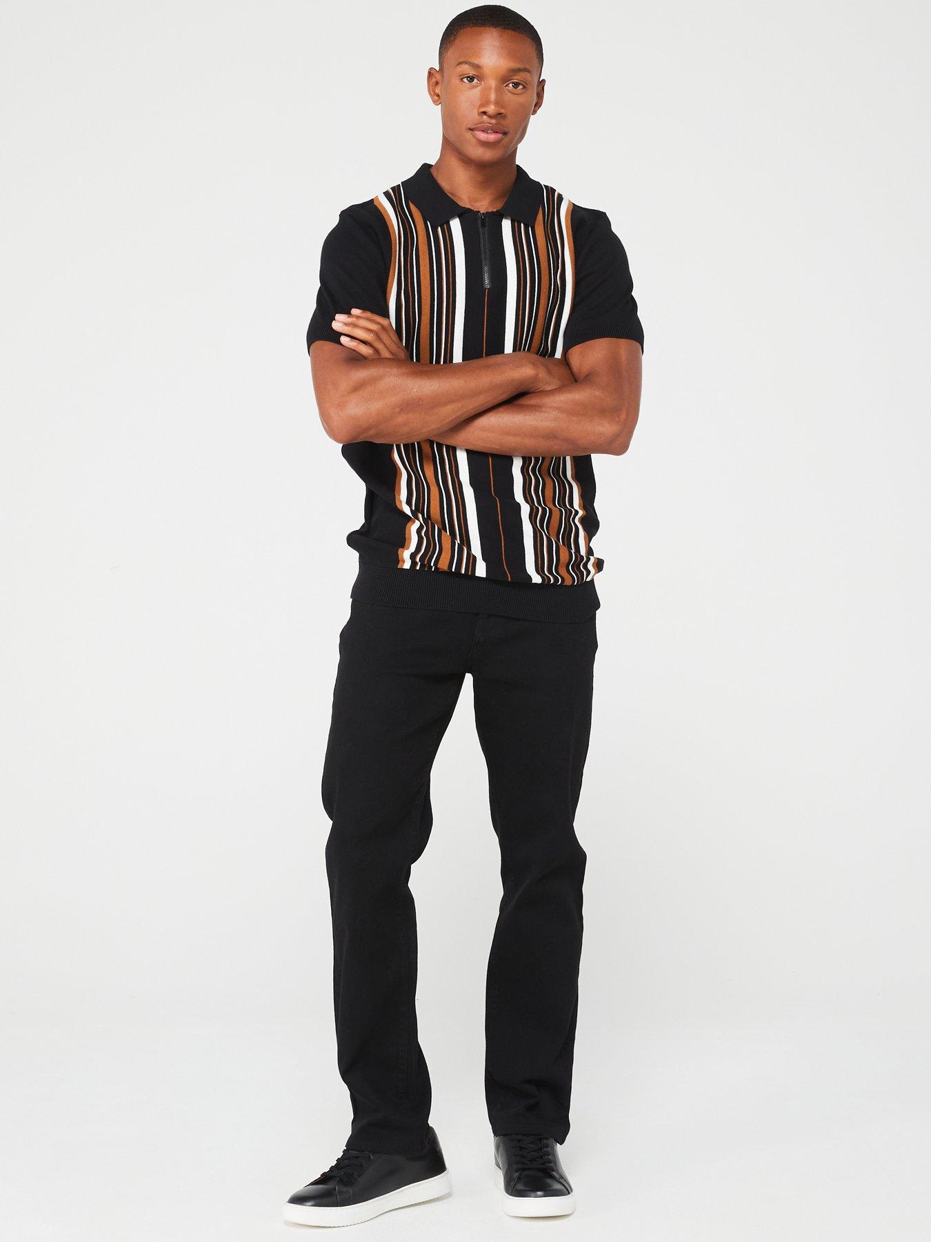 very-man-vertical-panel-knitted-polo-blacktanback