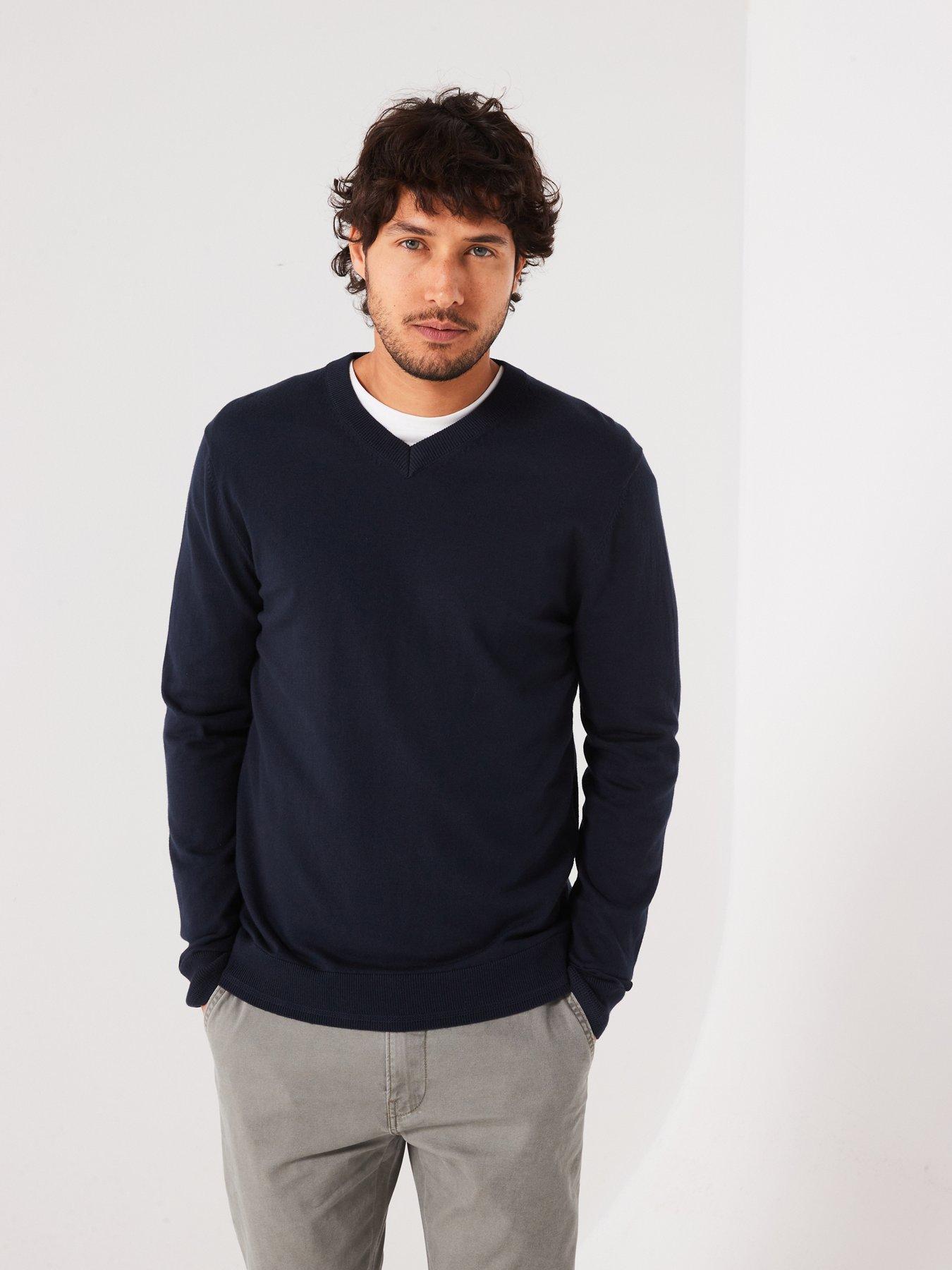 everyday-cotton-rich-v-neck-knitted-jumper-navy