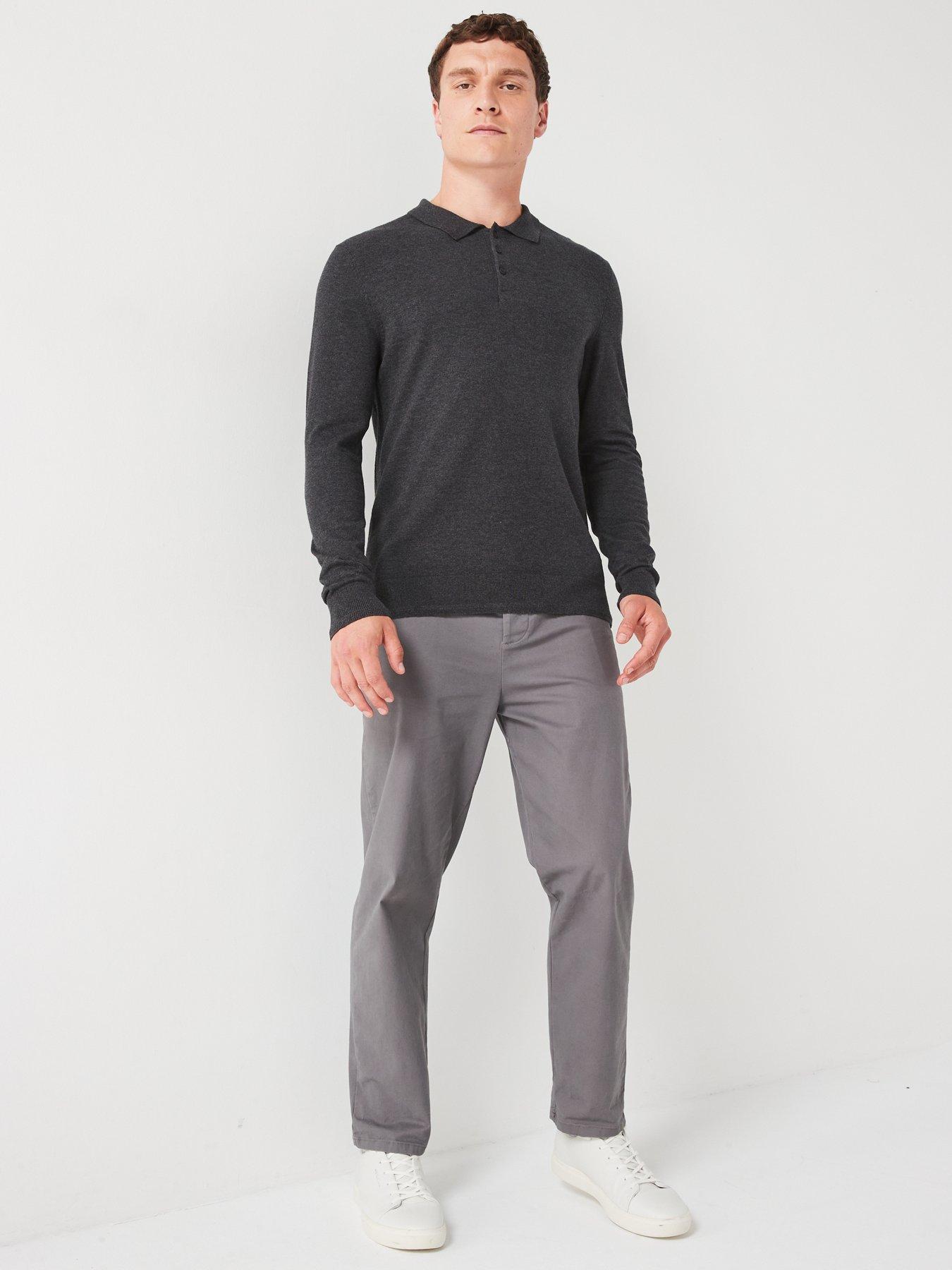 Image 3 of 6 of Everyday Cotton Rich Long Sleeve Knitted Polo - Charcoal