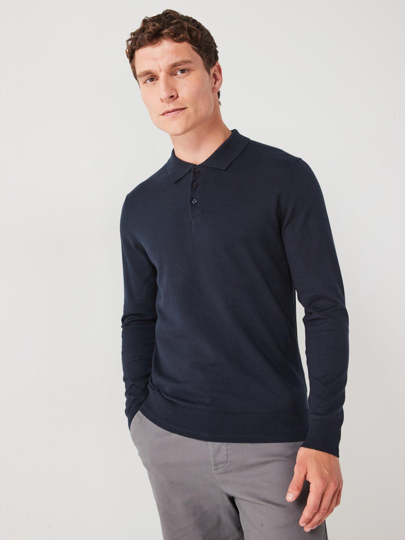 everyday-cotton-rich-long-sleeve-knitted-polo-navy