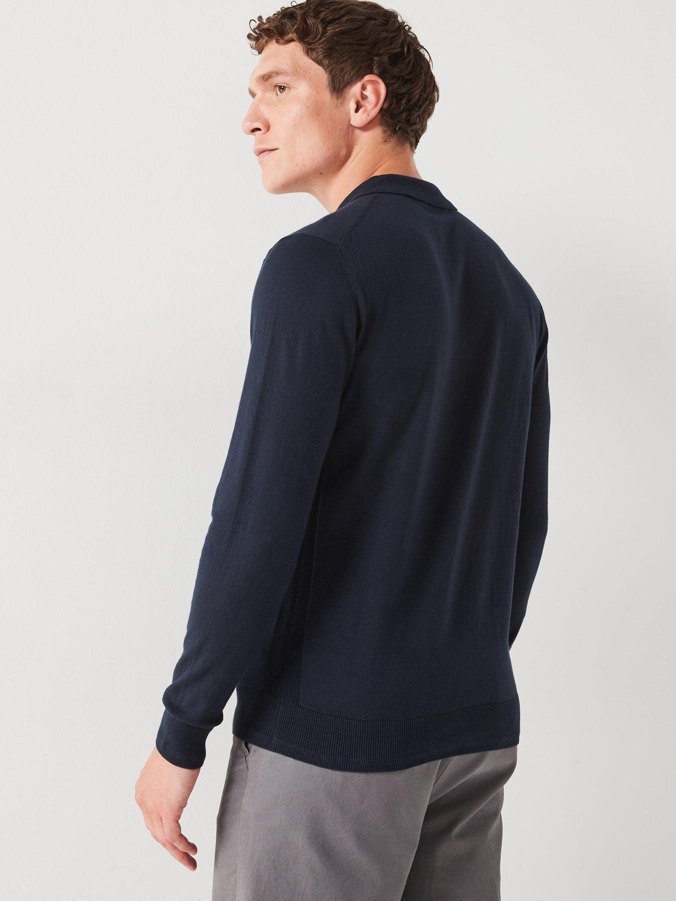 everyday-cotton-rich-long-sleeve-knitted-polo-navystillFront