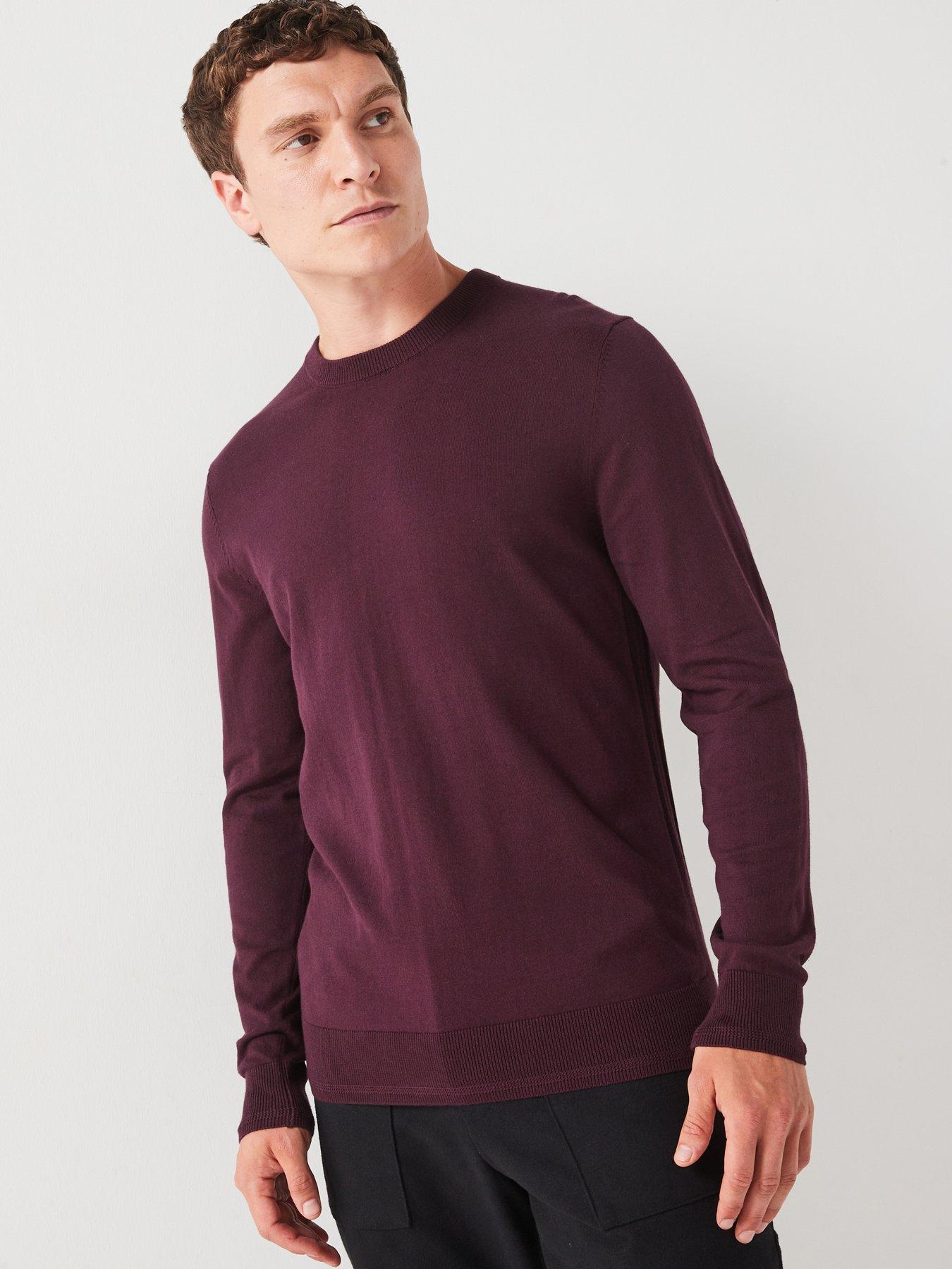 everyday-cotton-rich-crew-neck-knitted-jumper-burgundy