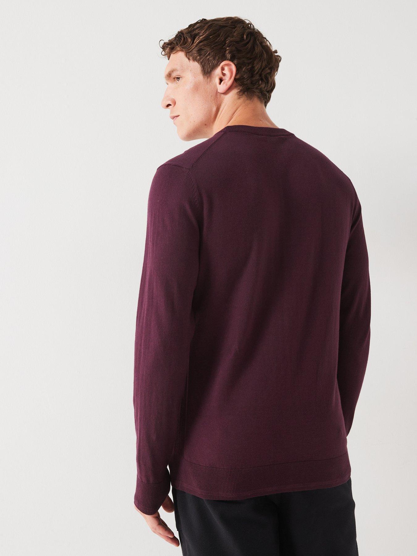 Burgundy knitted jumper shop