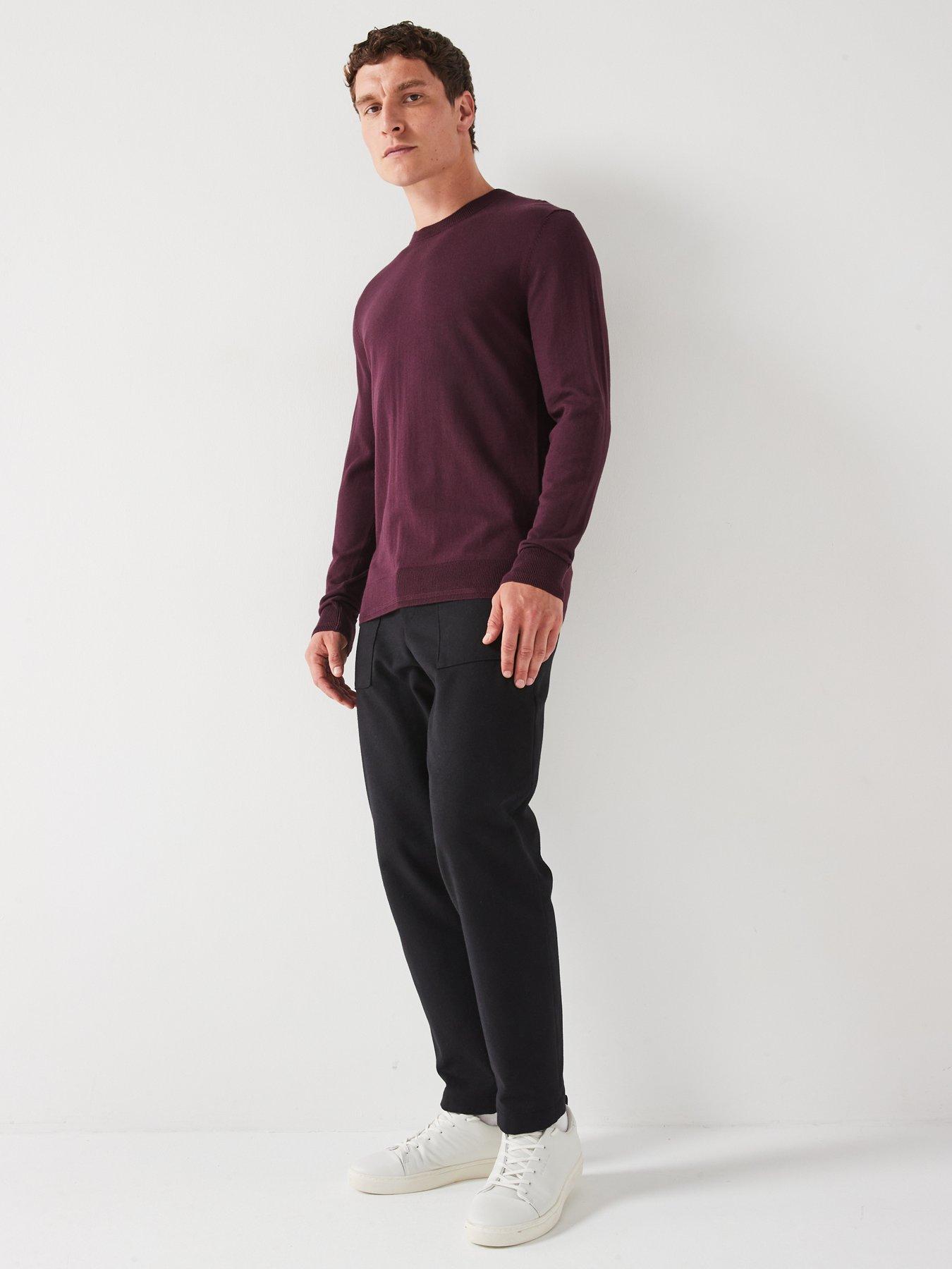 everyday-cotton-rich-crew-neck-knitted-jumper-burgundyback