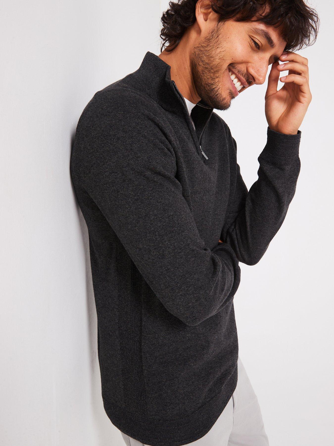 everyday-tri-marl-14-zip-jumper-dark-greydetail