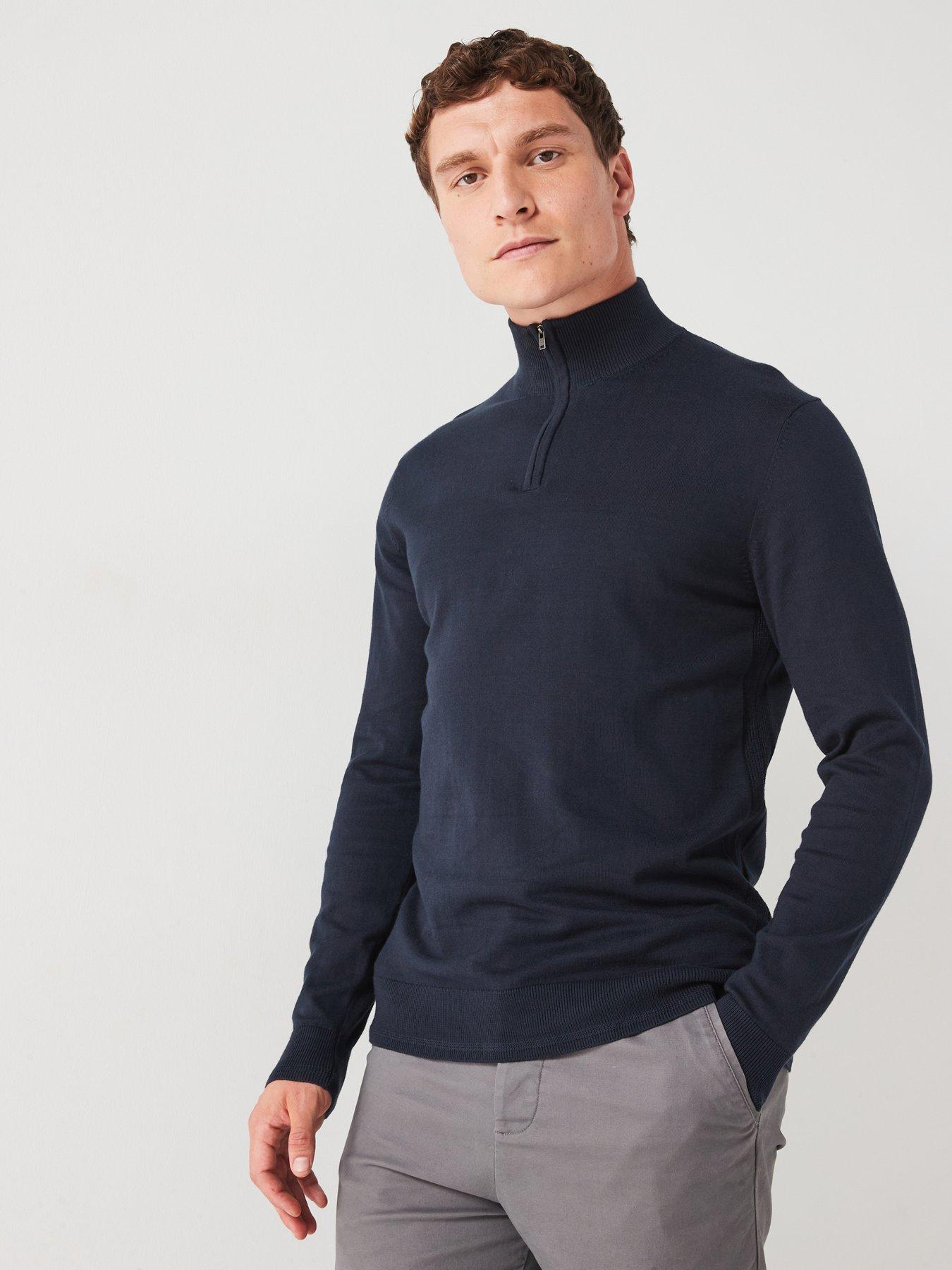 Image 1 of 6 of Everyday Cotton Rich 1/4 Zip Jumper - Navy