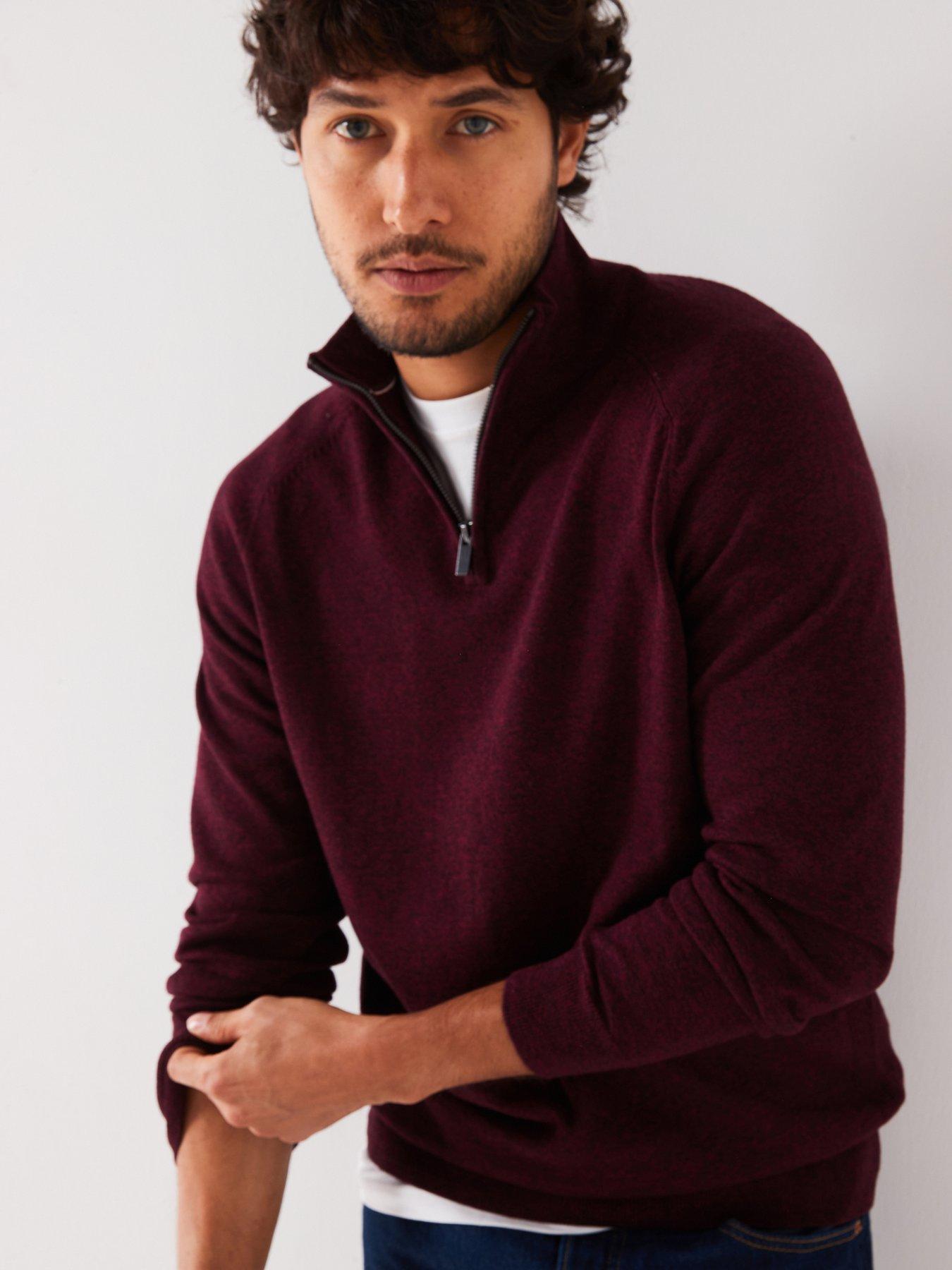 everyday-tri-marl-14-zip-jumper-burgundy