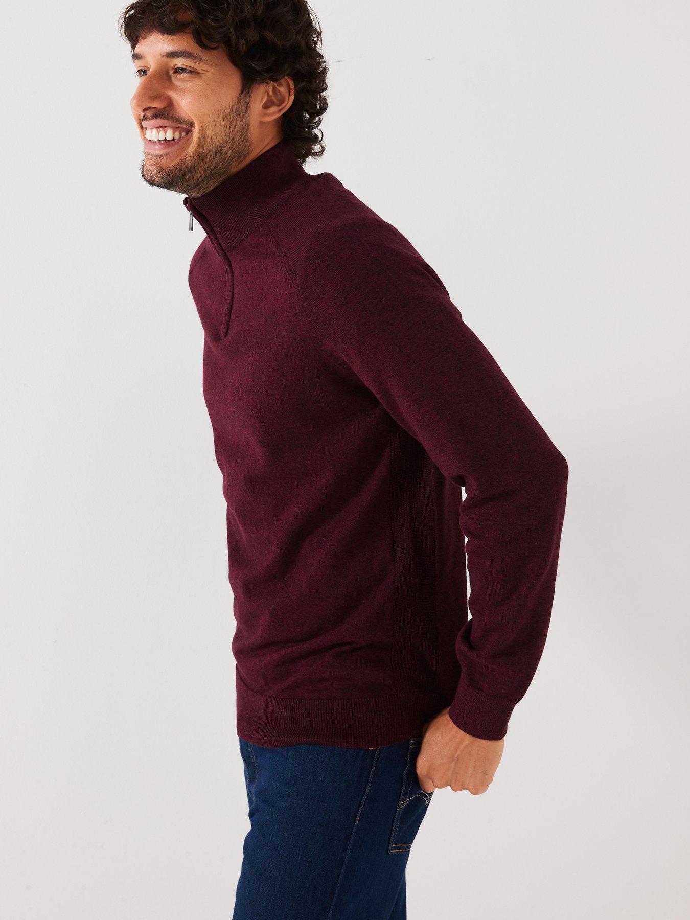 everyday-tri-marl-14-zip-jumper-burgundydetail