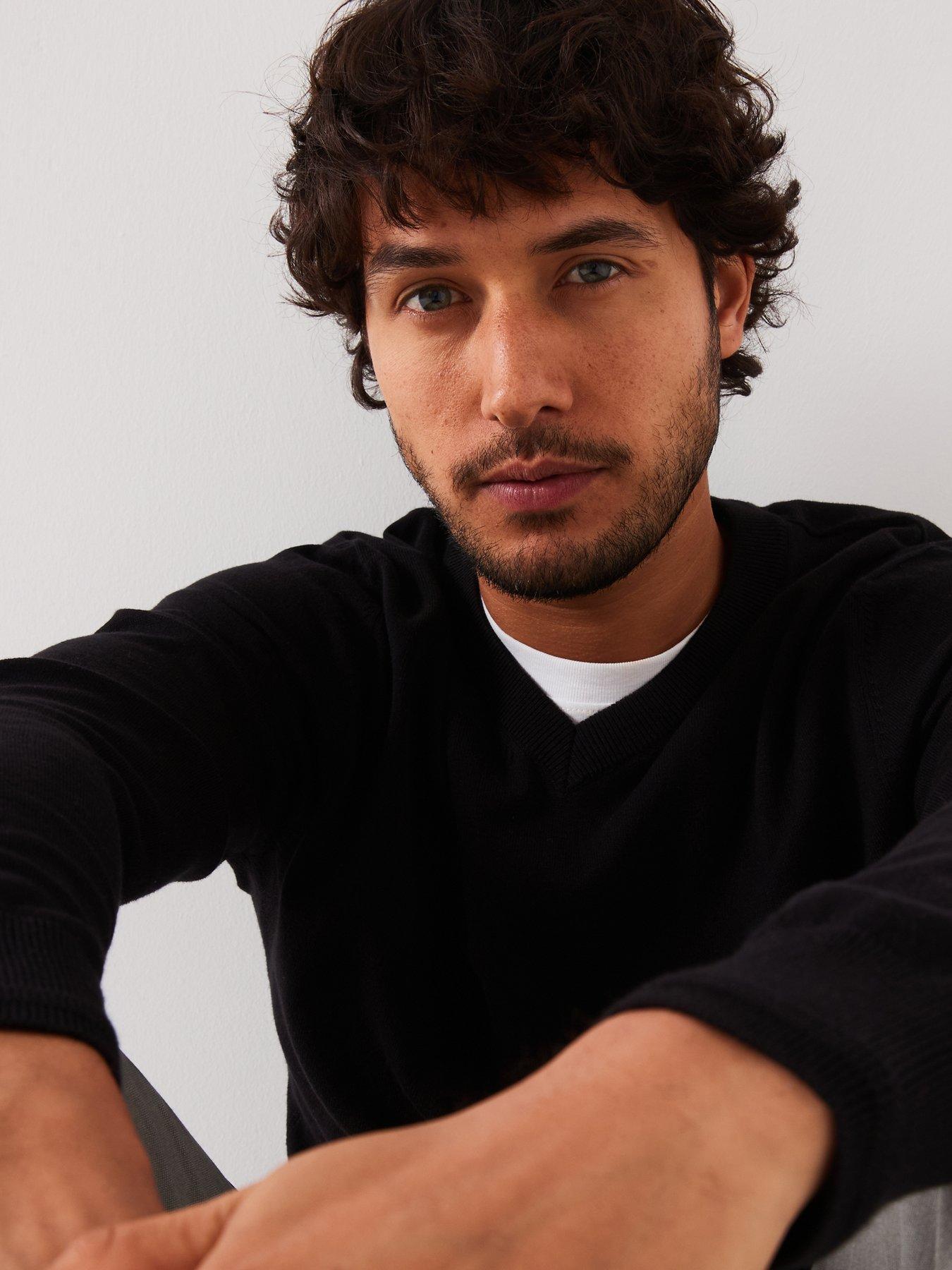 Image 4 of 6 of Everyday Cotton Rich V-Neck Knitted Jumper - Black