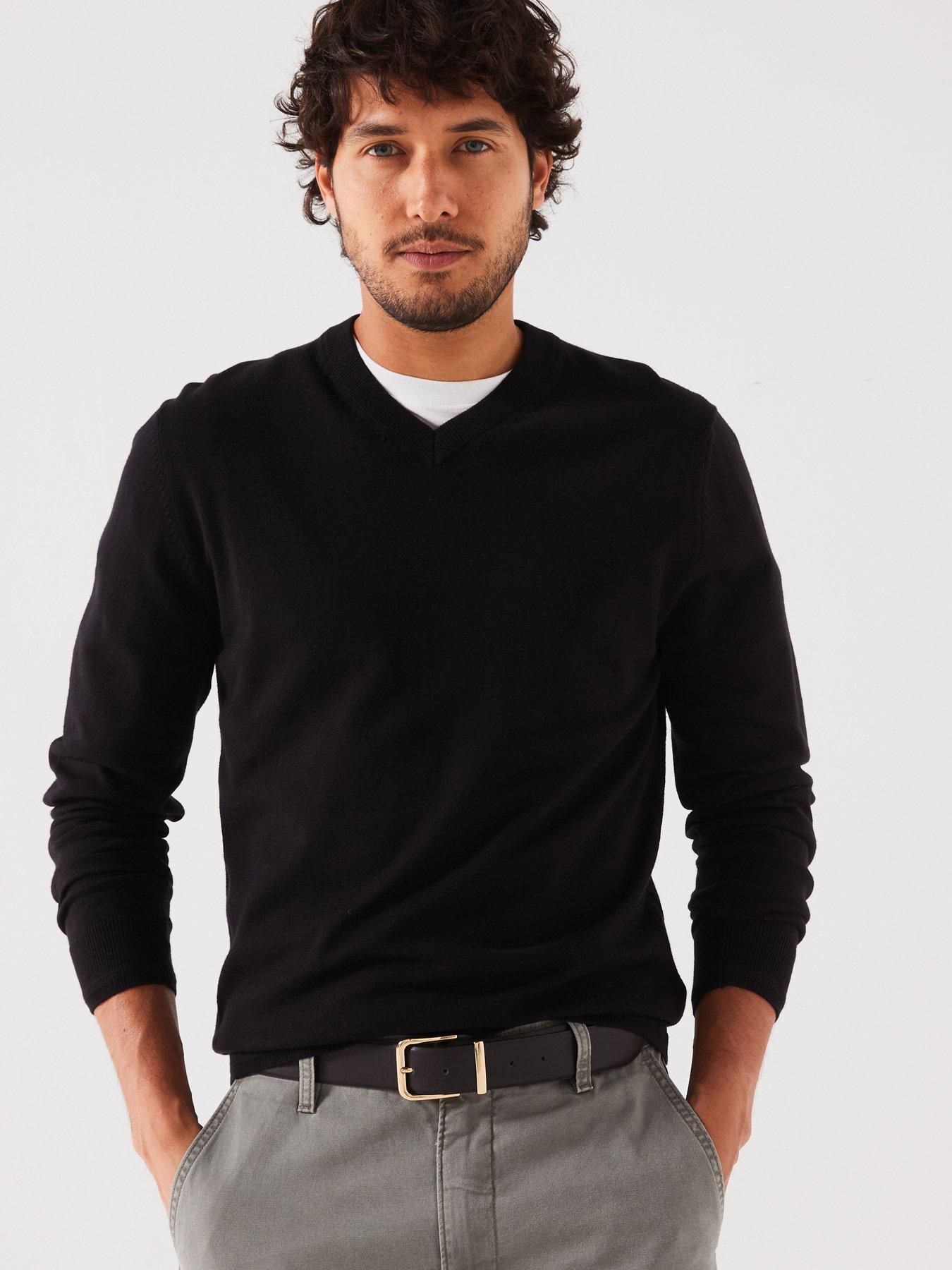 Image 5 of 6 of Everyday Cotton Rich V-Neck Knitted Jumper - Black