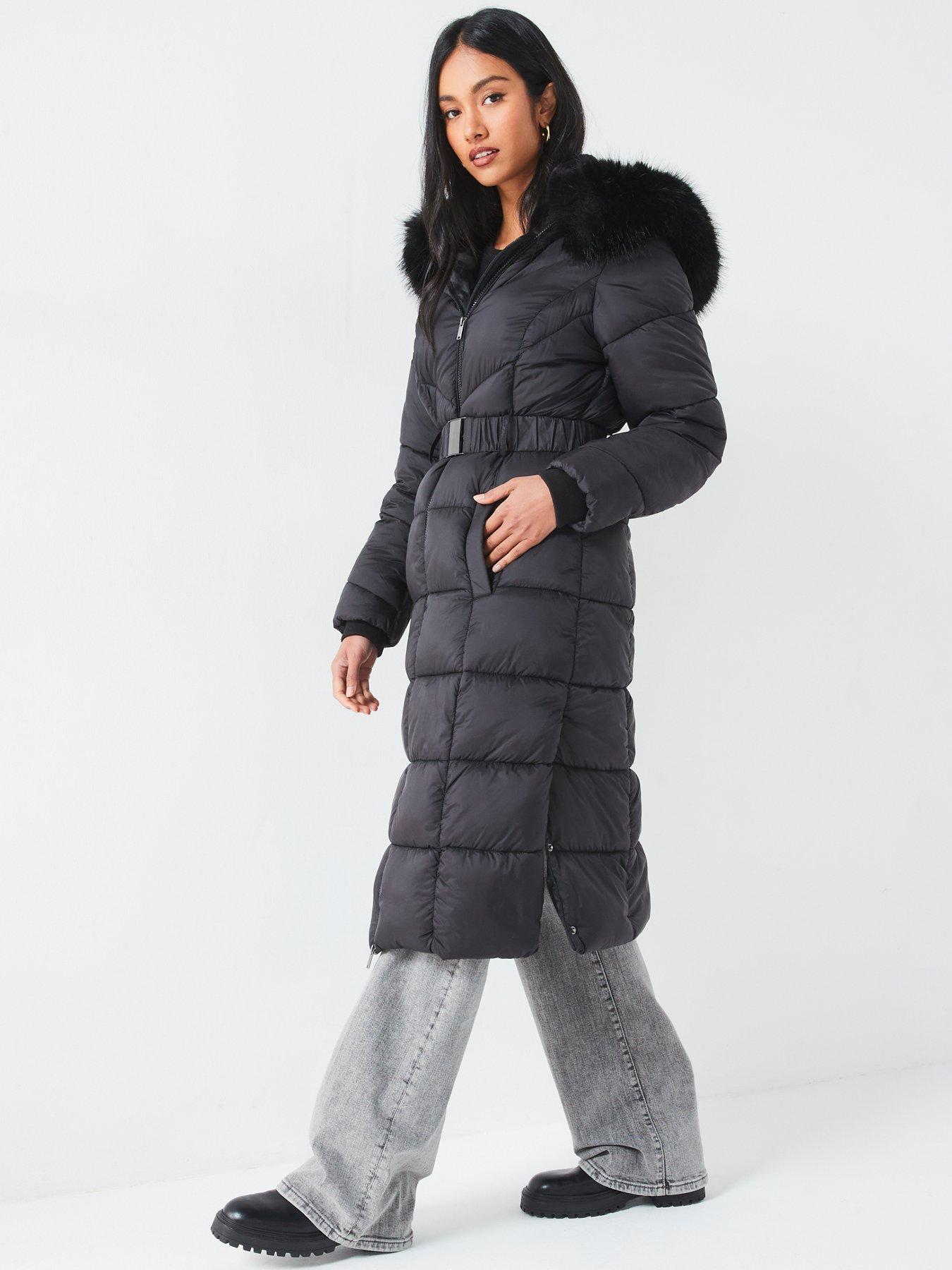 v-by-very-longline-padded-belted-coat-with-faux-fur-trim-blackdetail