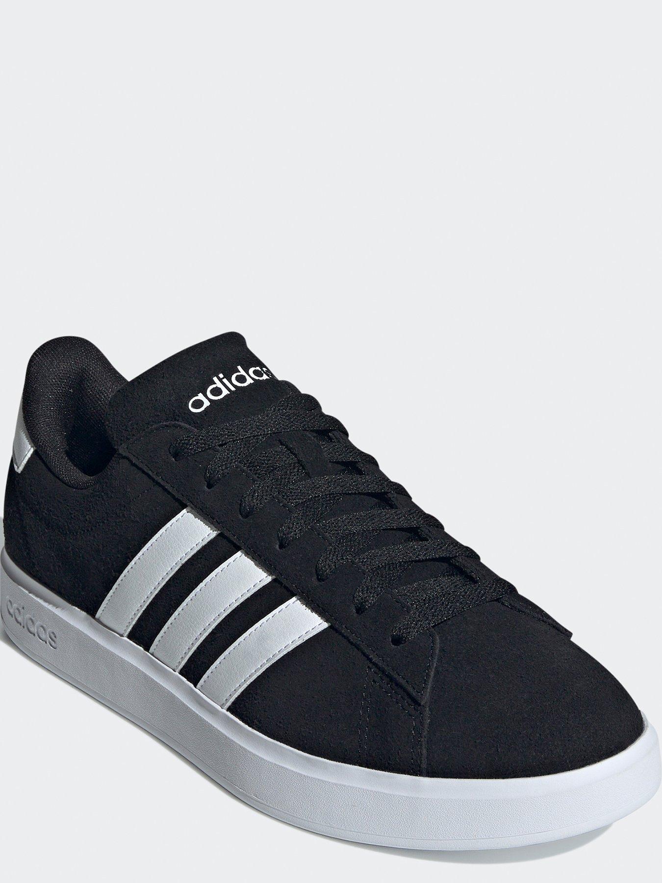 adidas-sportswear-mens-grand-court-suede-20-trainers-blackwhitestillFront