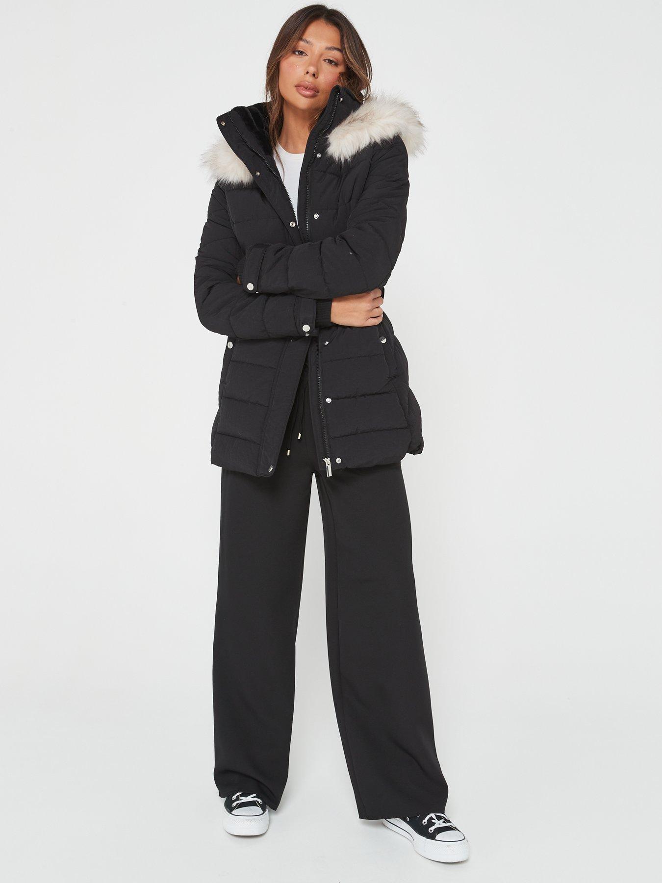 everyday-padded-short-coat-with-faux-fur-trim-hood-blackback