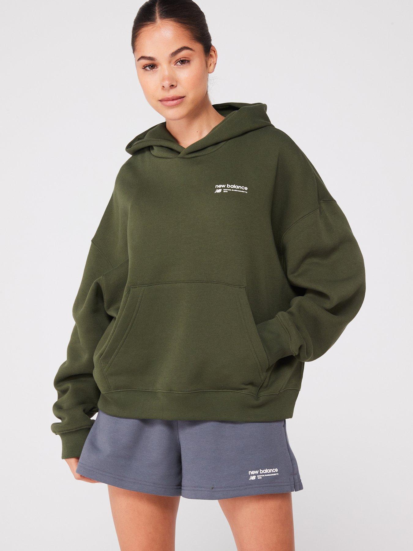 Womens Linear Heritage Brushed Back Fleece Hoodie Green