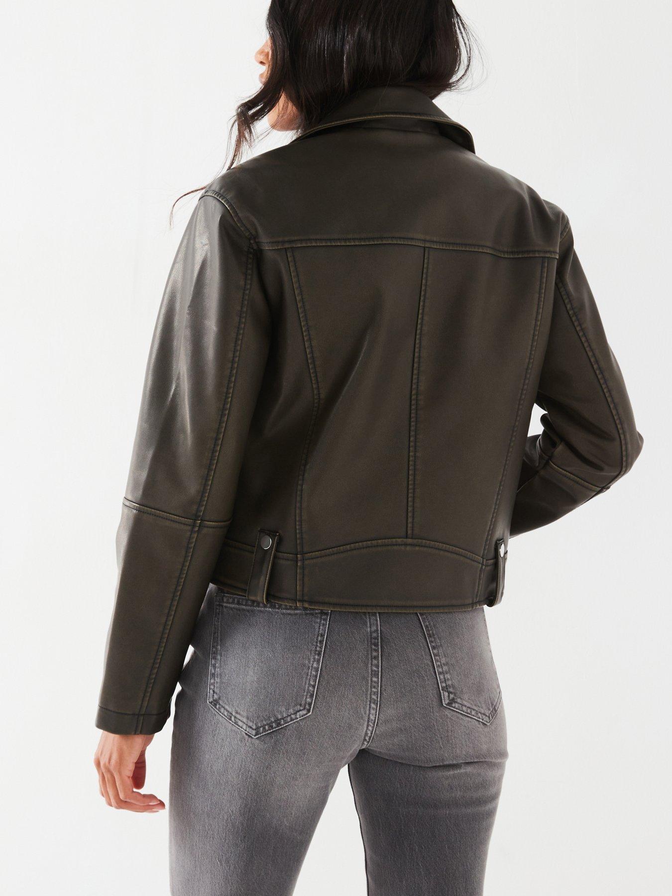 v-by-very-distressed-faux-leather-biker-brownstillFront