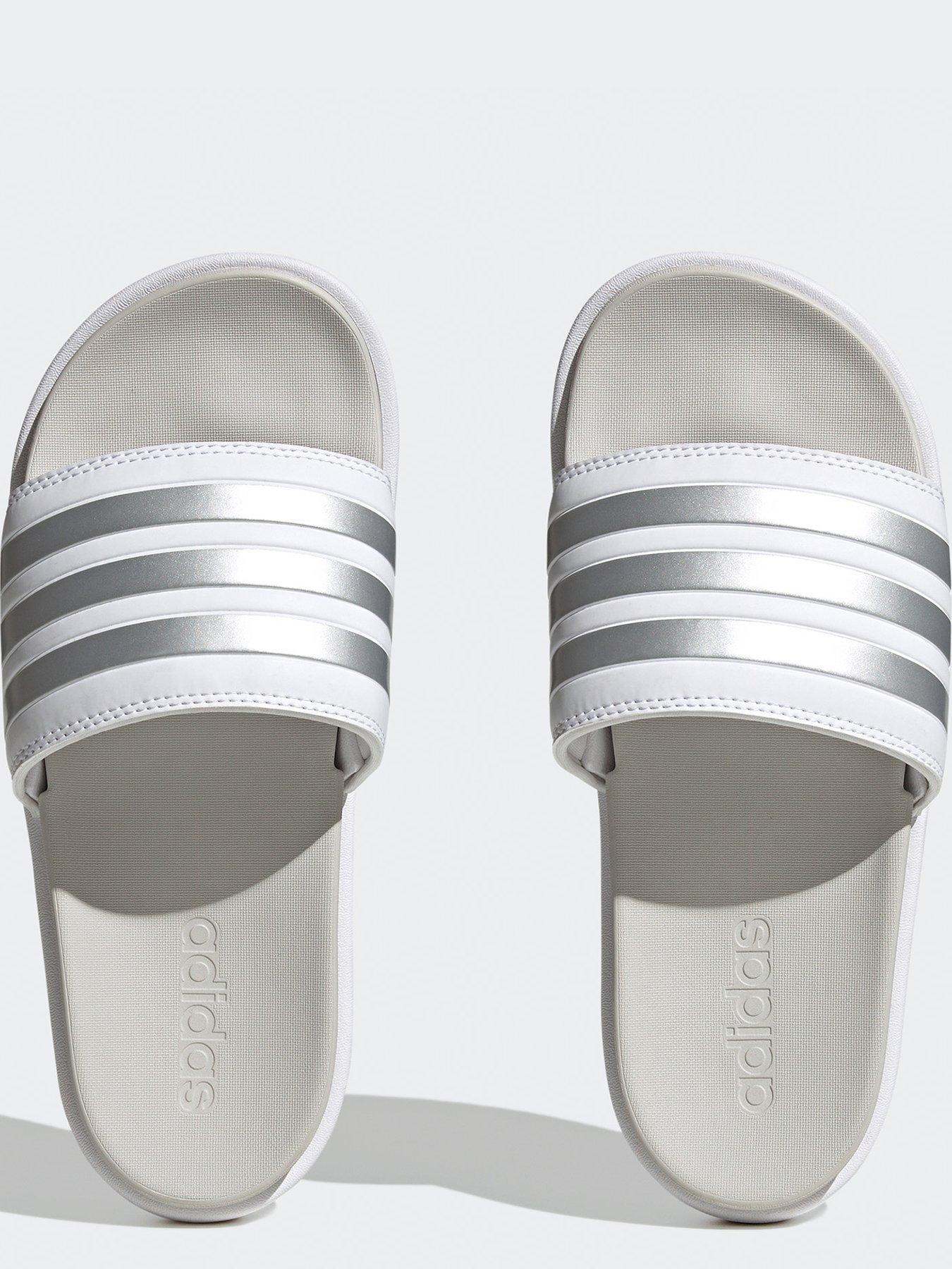 adidas-sportswear-womens-adilette-platform-sliders-whitesilveroutfit