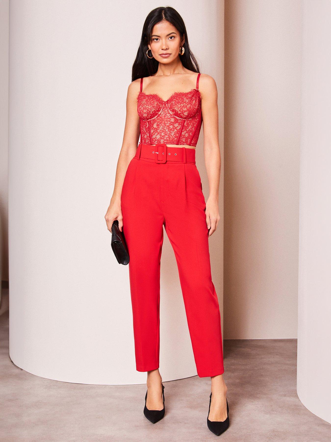 Image 3 of 4 of Lipsy Lipsy Red Lace Corset - Red