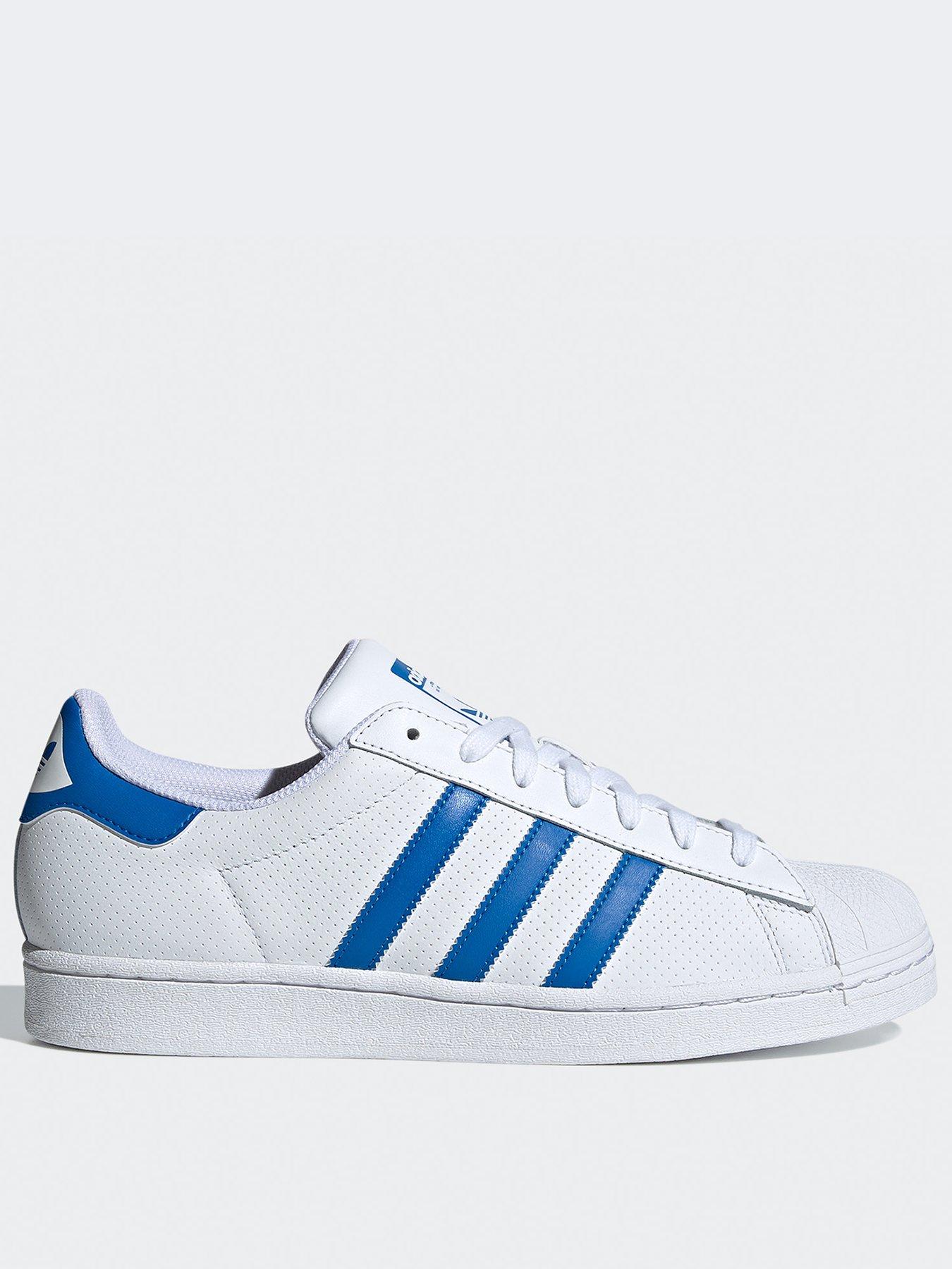 Mens white and blue trainers on sale