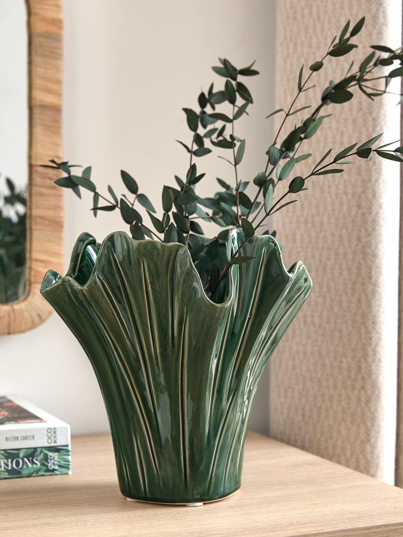 very-home-dark-green-fluted-pot