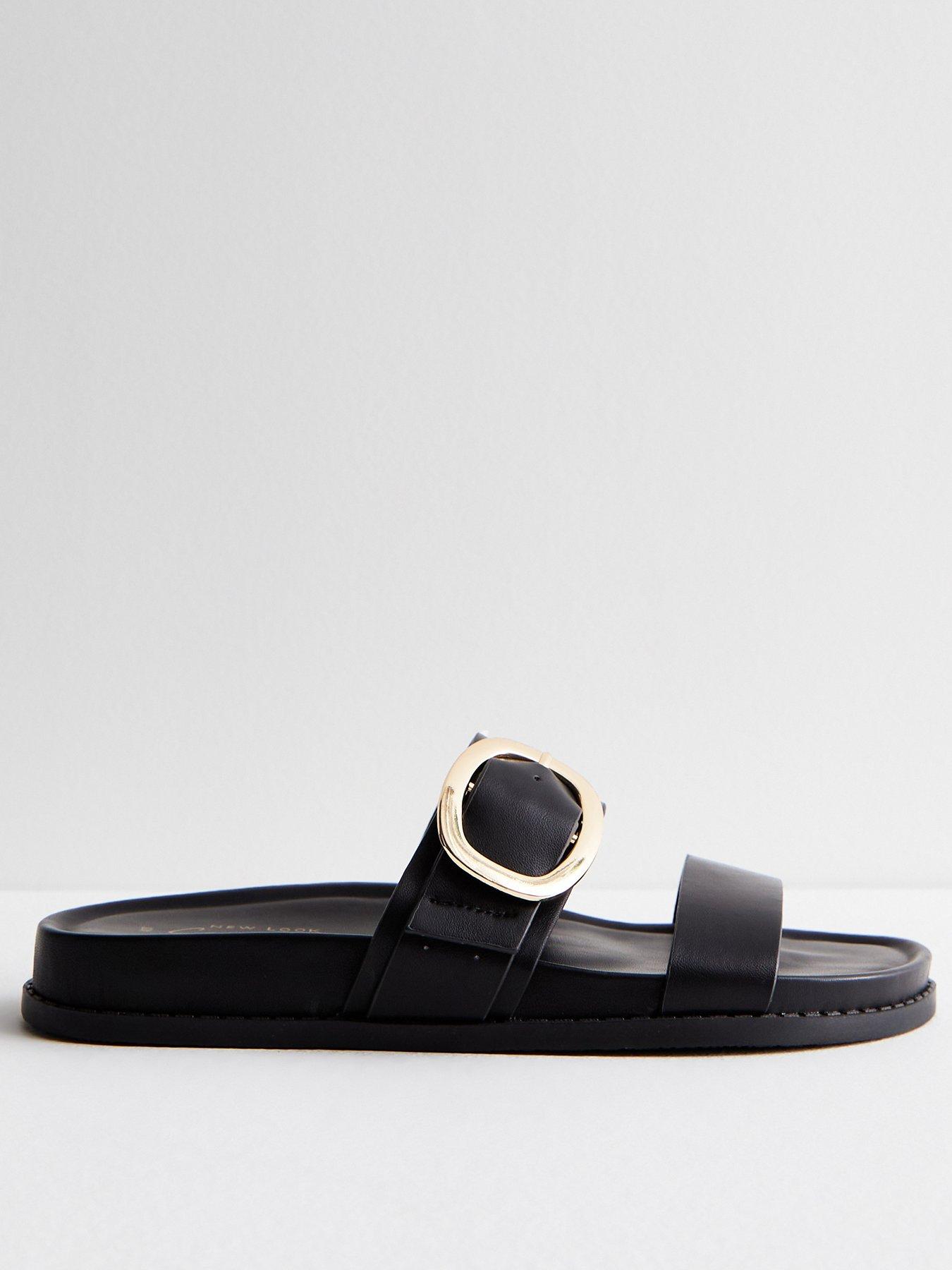 new-look-black-buckle-double-strap-sandals