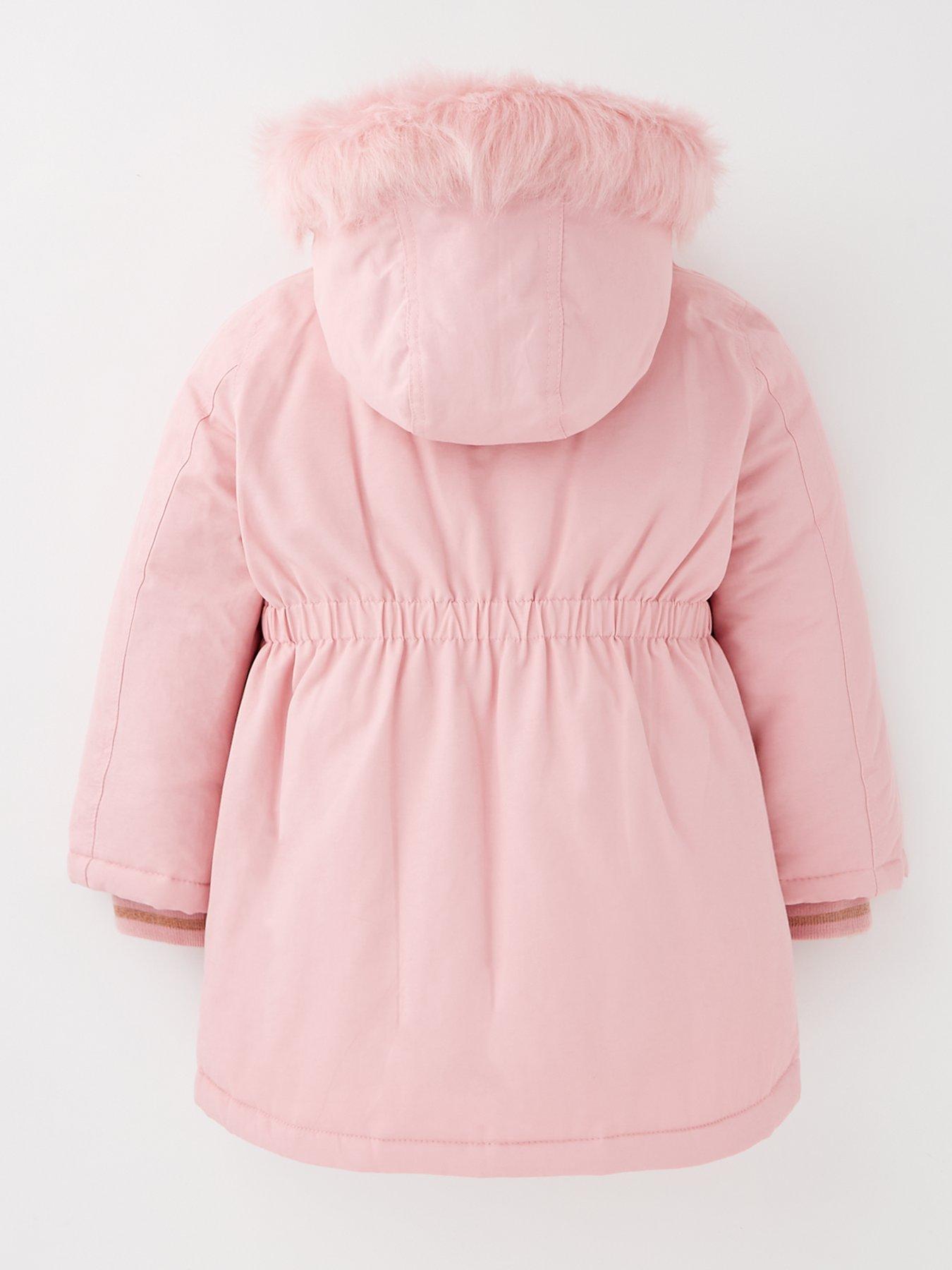 Pink fur parka jacket sales