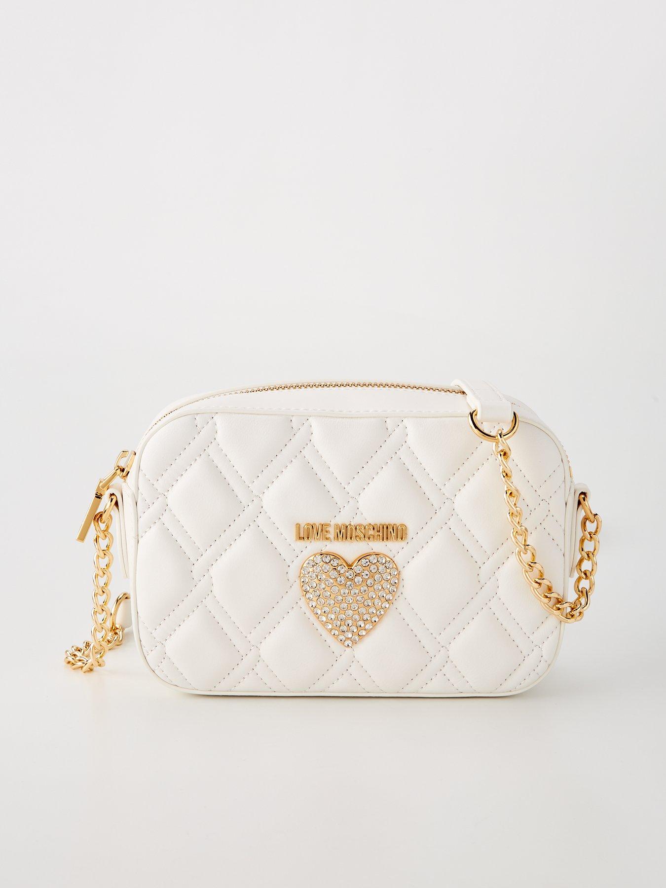 Quilted Heart Logo Camera Bag White